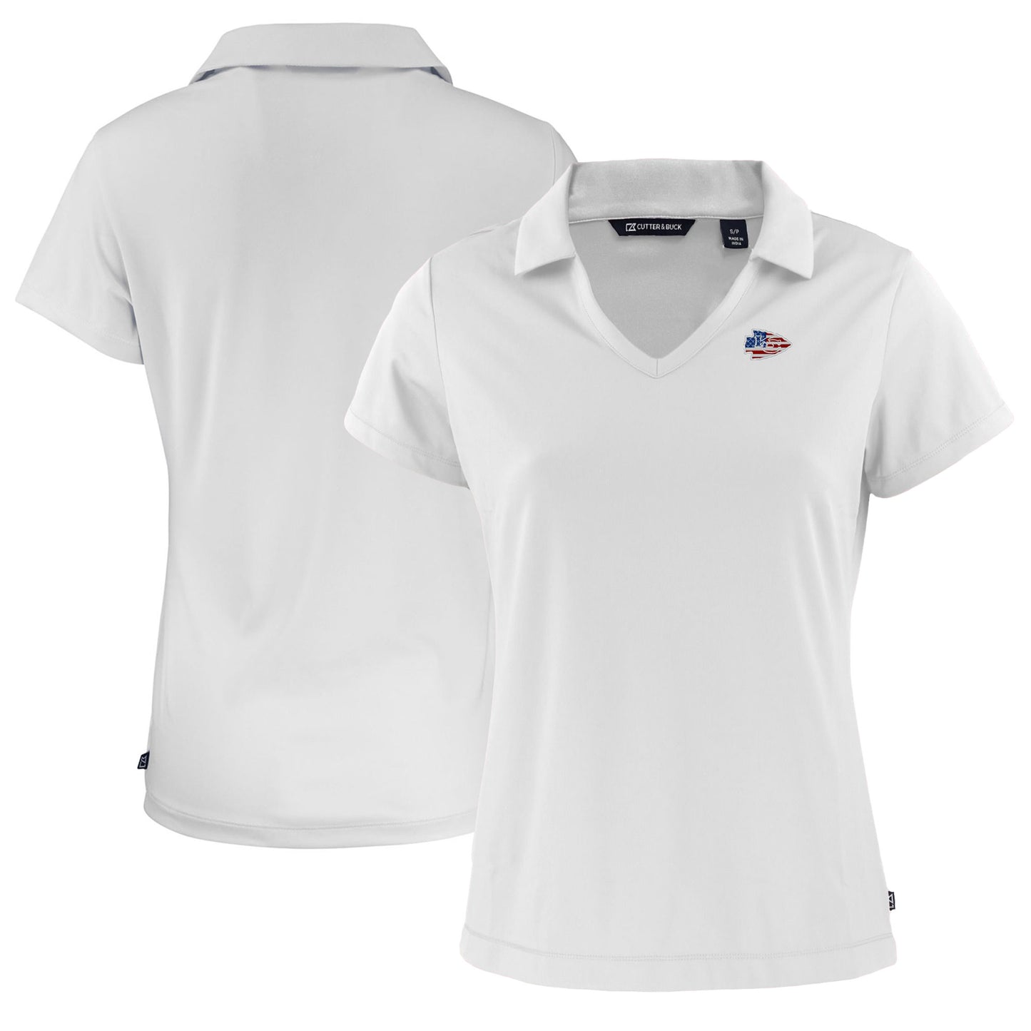 Women's Cutter & Buck White Kansas City Chiefs Daybreak Eco Recycled V-neck Polo