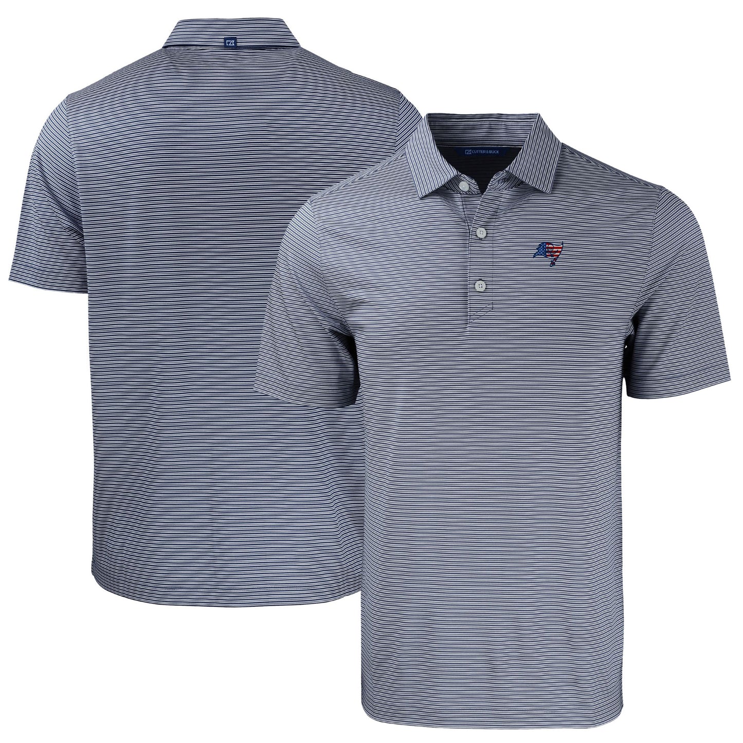 Men's Cutter & Buck Navy Tampa Bay Buccaneers Americana Forge Eco Double Stripe Stretch Recycled Polo