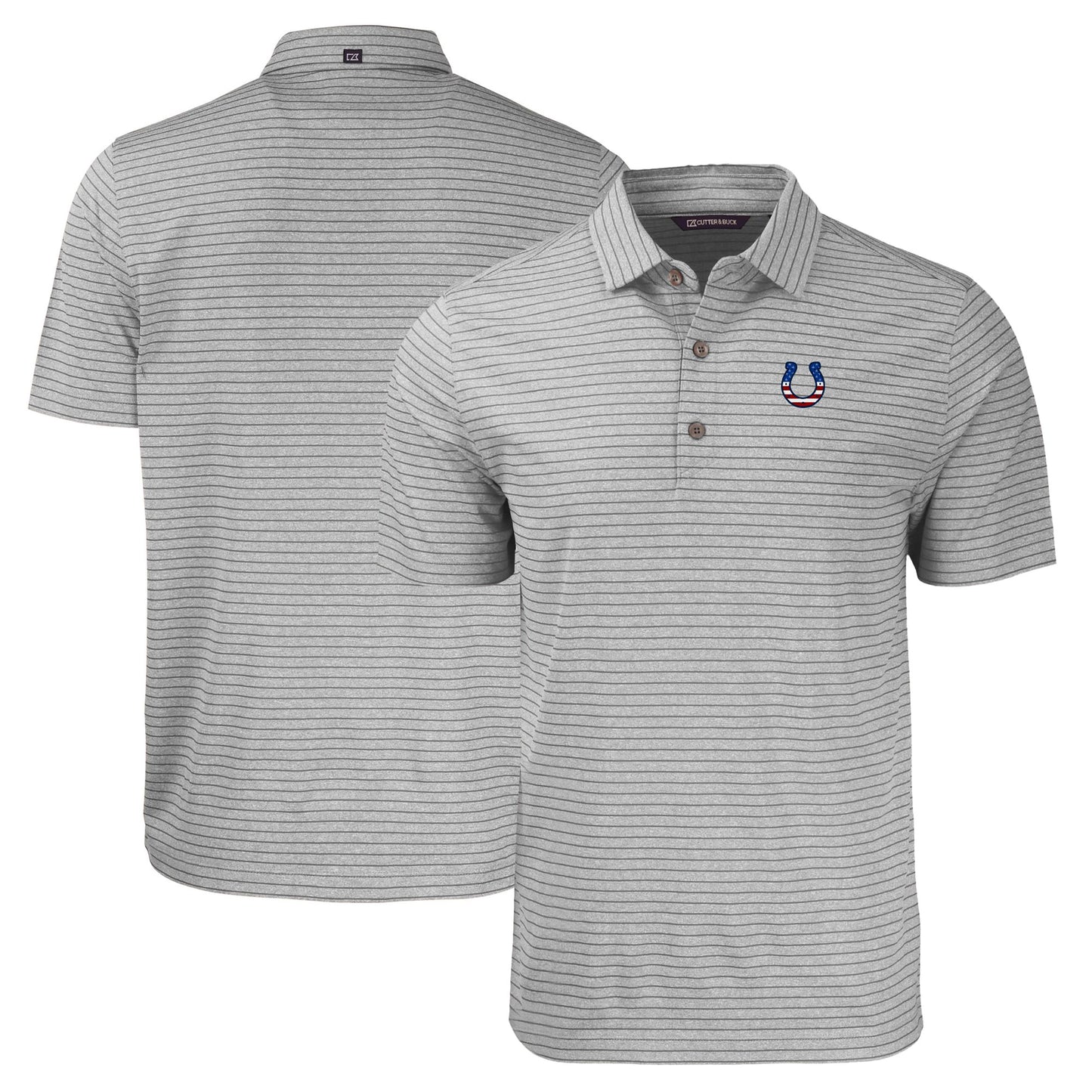 Men's Cutter & Buck Heather Gray Indianapolis Colts Americana Forge Eco Heather Stripe Stretch Recycled Polo