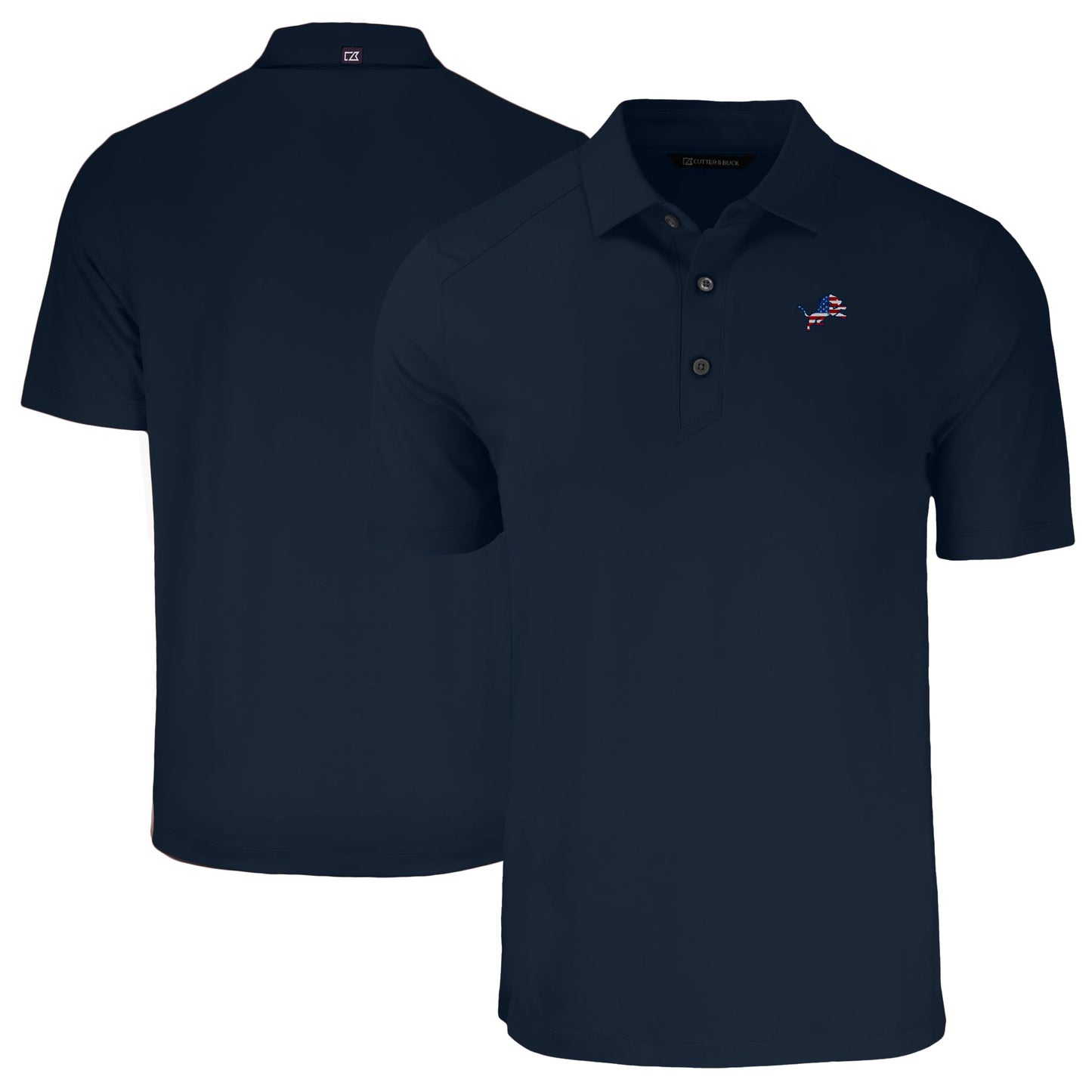 Men's Cutter & Buck Navy Detroit Lions Americana Forge Eco Stretch Recycled Polo