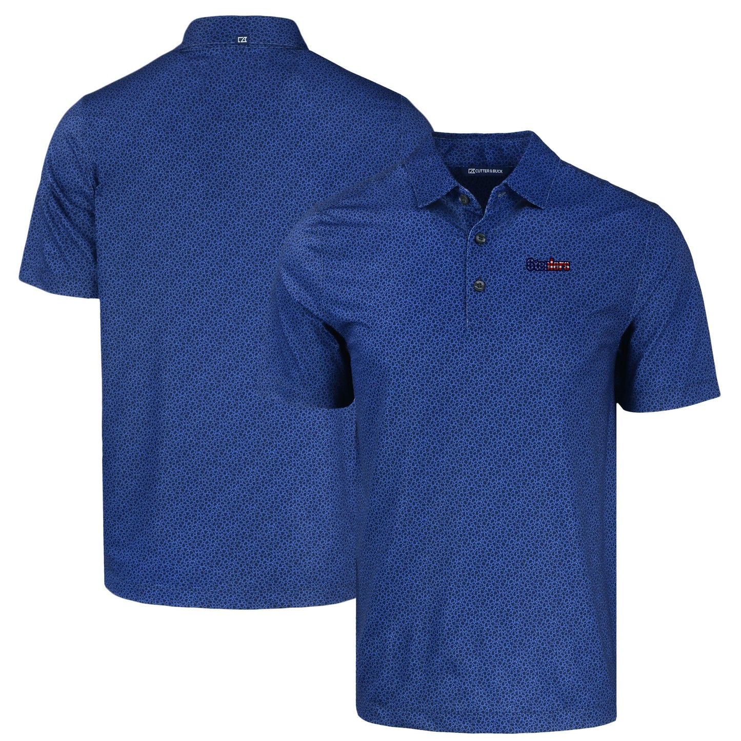 Men's Cutter & Buck Navy Pittsburgh Steelers Americana Pike Eco Pebble Print Stretch Recycled Polo