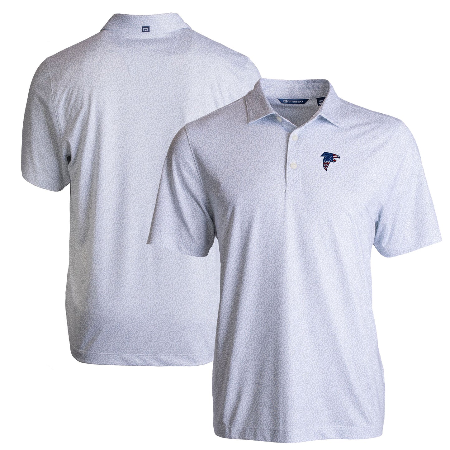 Men's Cutter & Buck White Atlanta Falcons Americana Pike Eco Pebble Print Stretch Recycled Polo