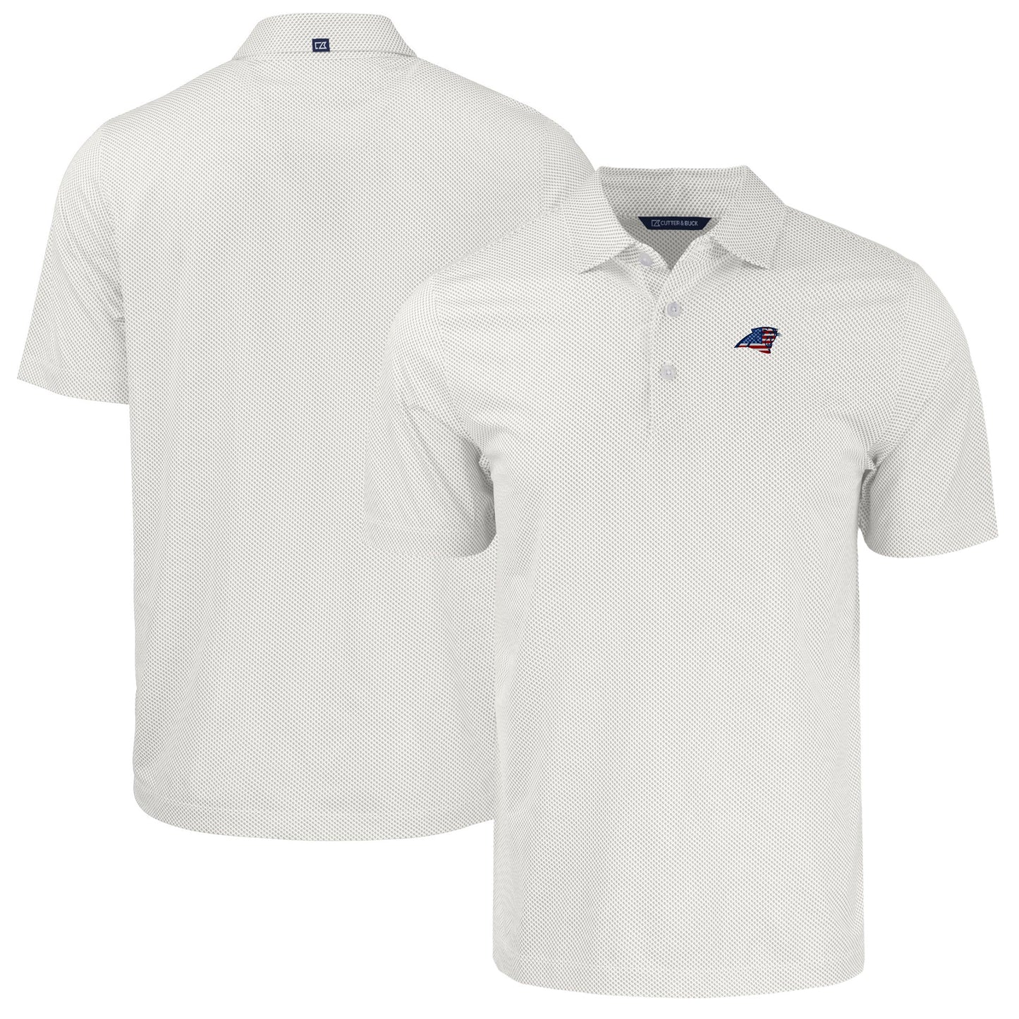 Men's Cutter & Buck White Carolina Panthers Americana Pike Eco Symmetry Print Stretch Recycled Polo