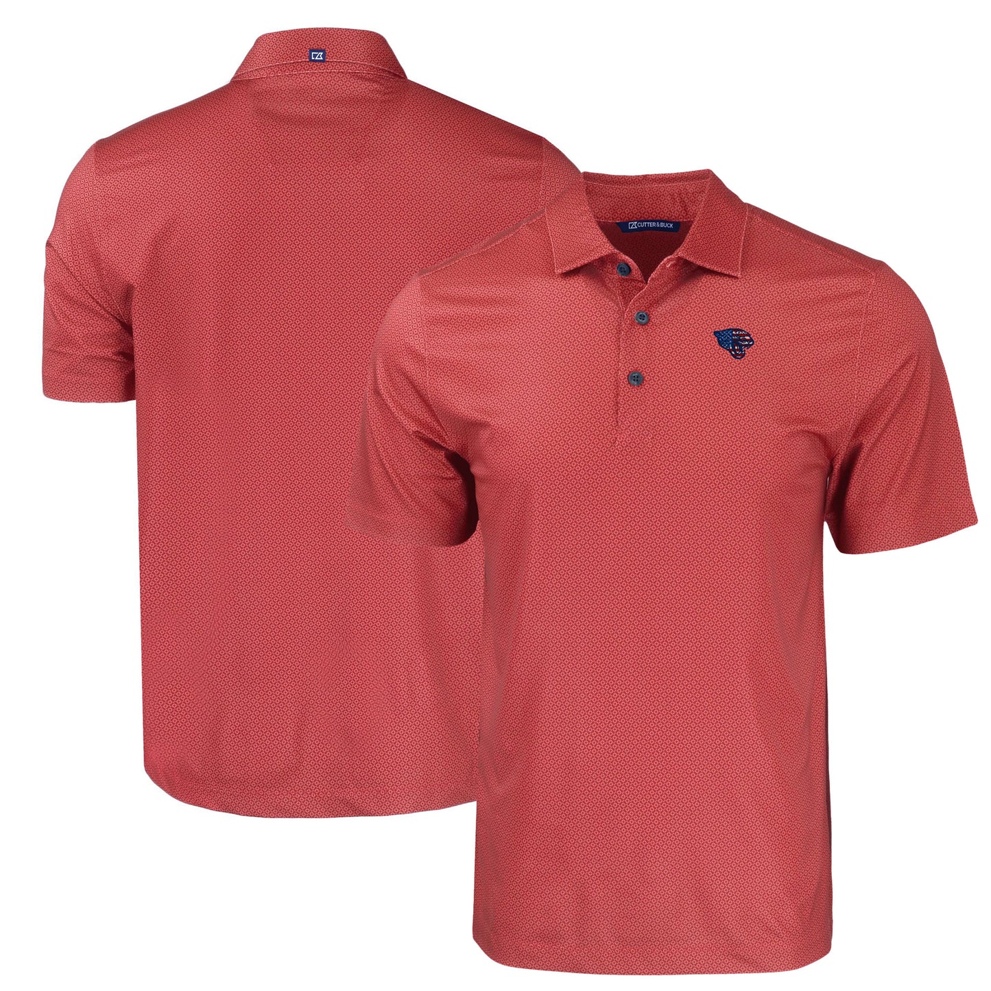 Men's Cutter & Buck Red Jacksonville Jaguars Americana Pike Eco Tonal Geo Print Stretch Recycled Polo