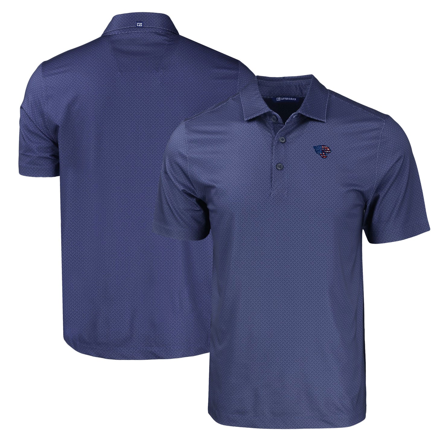Men's Cutter & Buck Navy Jacksonville Jaguars Americana Pike Eco Tonal Geo Print Stretch Recycled Polo