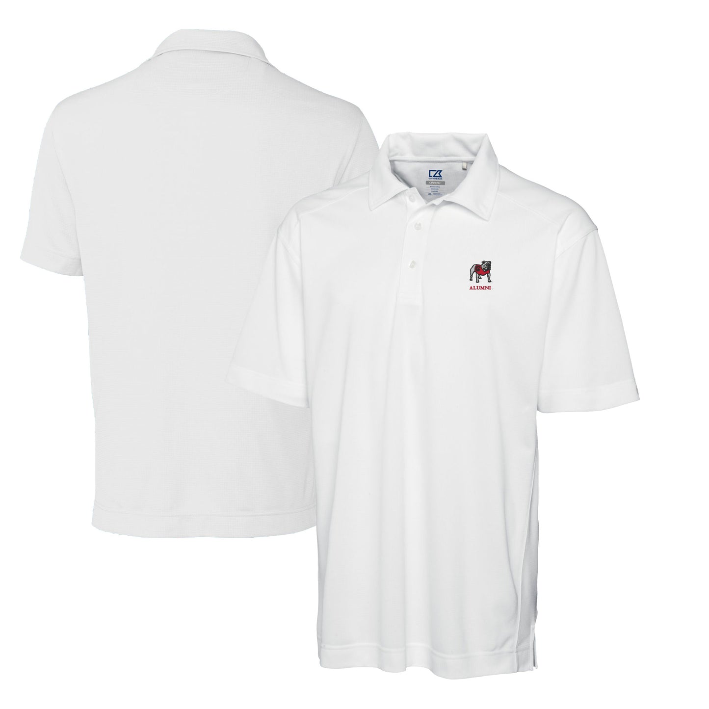Men's Cutter & Buck White Georgia Bulldogs Alumni Logo CB DryTec Genre Textured Solid Polo
