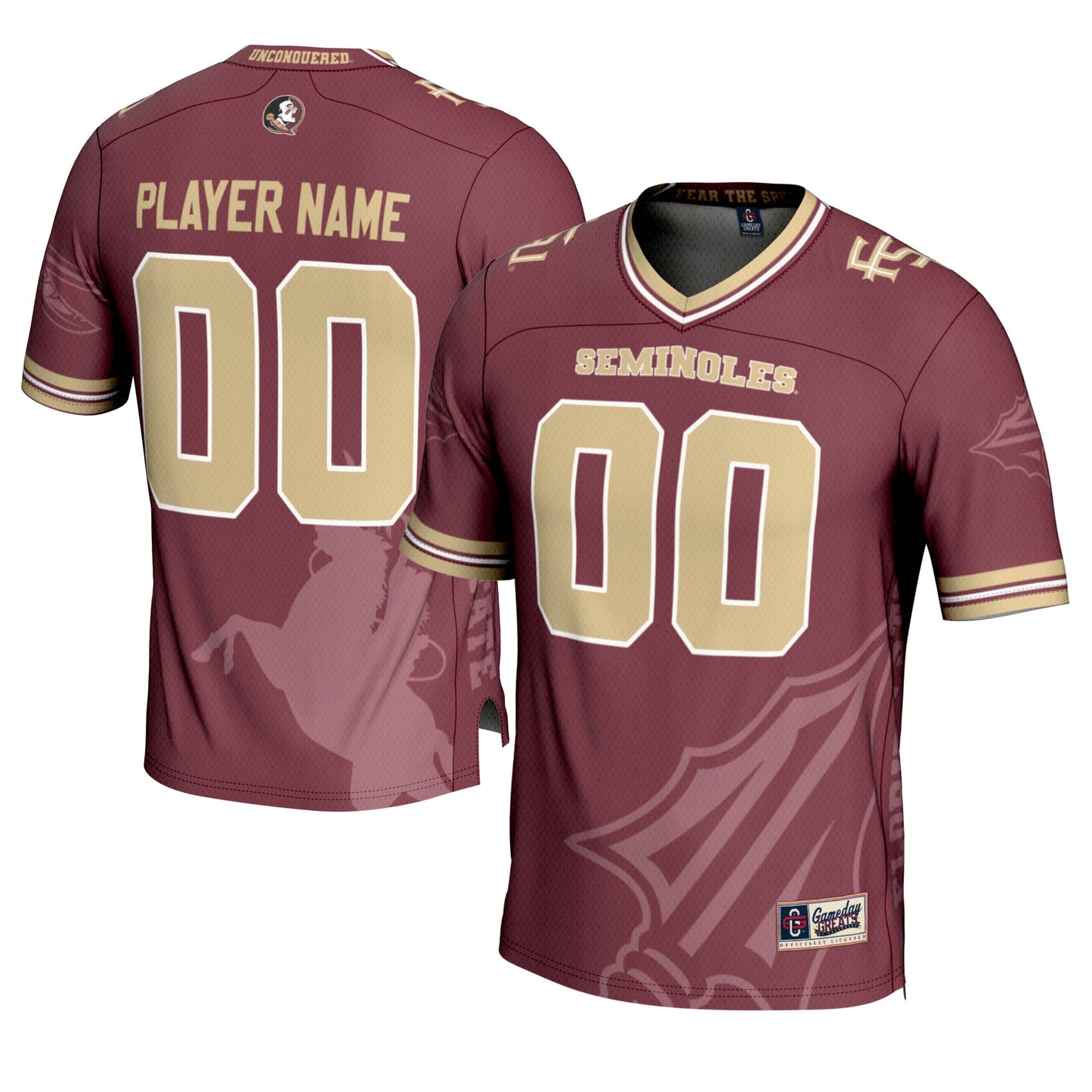 Men's GameDay Greats Garnet Florida State Seminoles Icon Print NIL Pick-A-Player Football Jersey