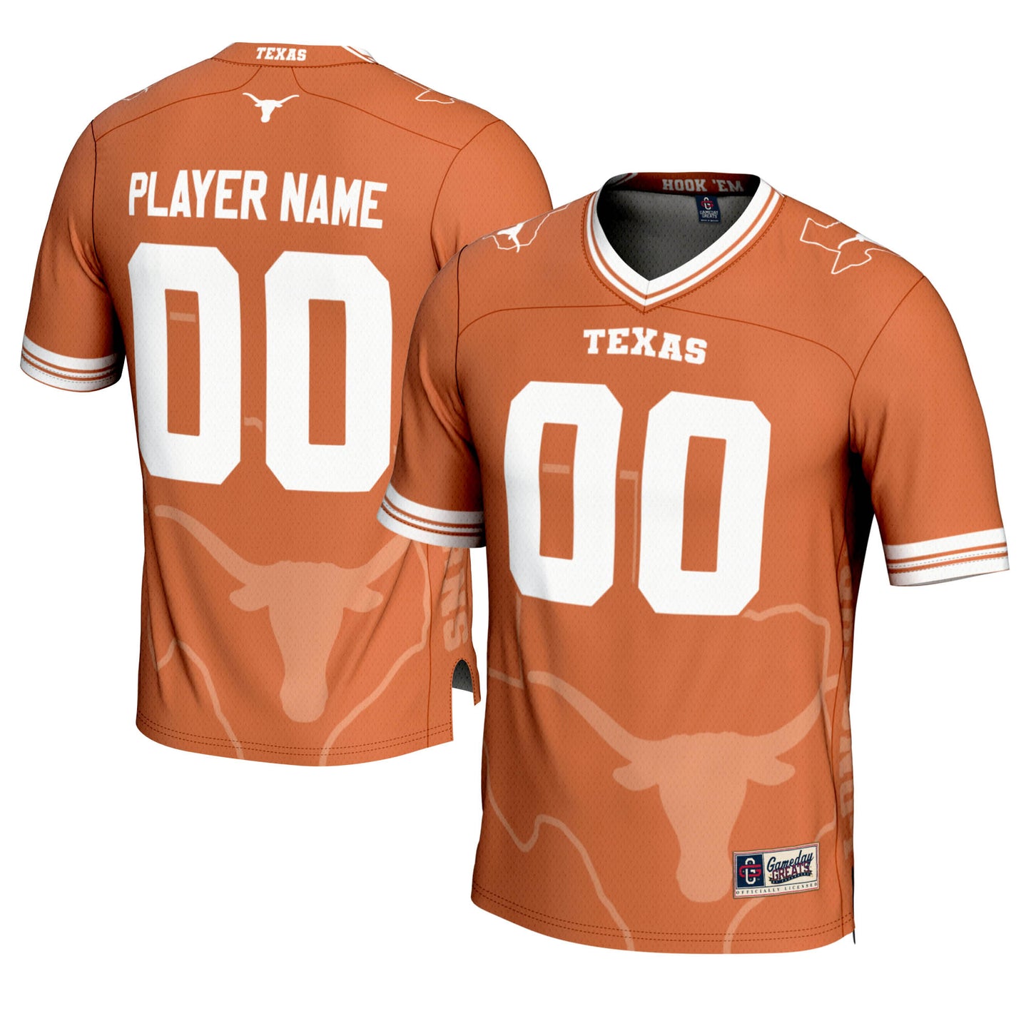 Youth GameDay Greats Texas Orange Texas Longhorns Icon Print NIL Pick-A-Player Football Jersey