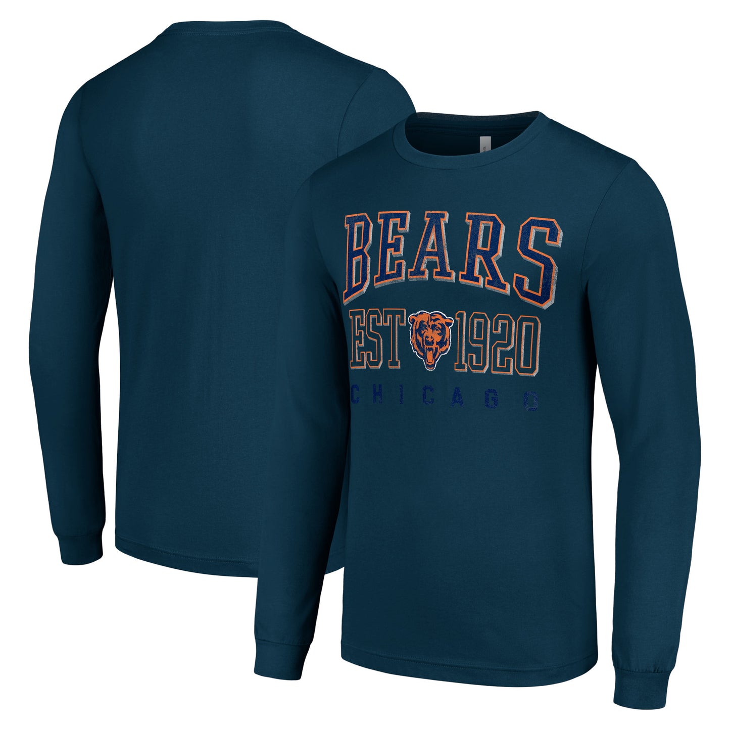 Men's Starter Navy Chicago Bears Throwback Logo Long Sleeve T-Shirt