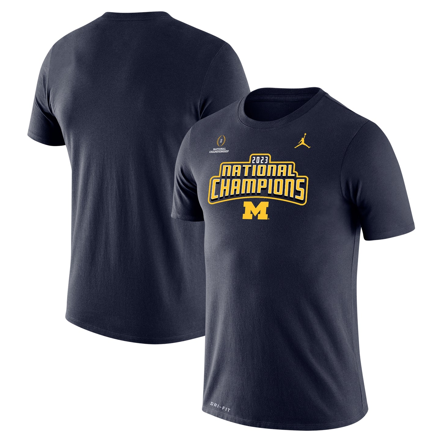 Men's Jordan Brand Navy Michigan Wolverines College Football Playoff 2023 National Champions Legend Performance T-Shirt