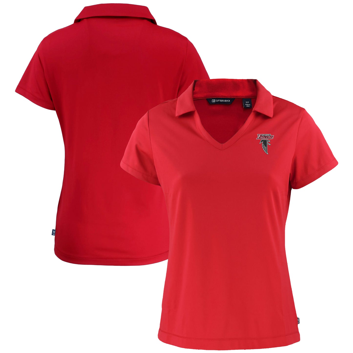 Women's Cutter & Buck Red Atlanta Falcons Throwback Logo Daybreak Eco Recycled V-Neck Polo