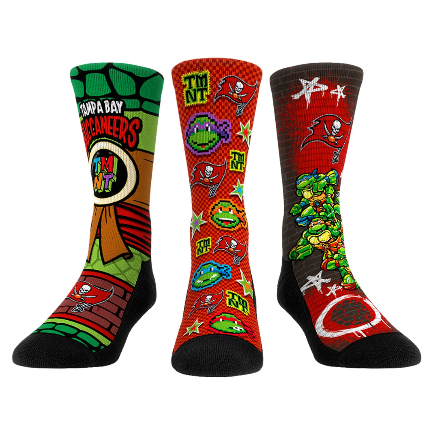 Unisex Rock Em Socks Red Tampa Bay Buccaneers TMNT Three-Pack Crew Sock Set