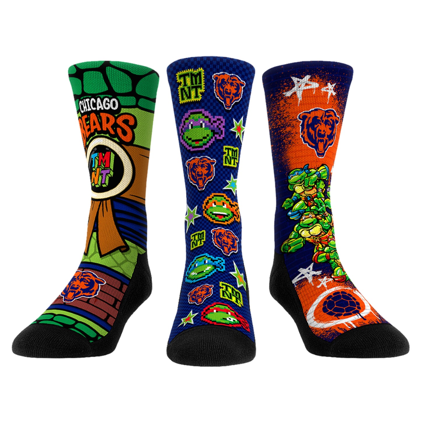 Unisex Rock Em Socks Navy Chicago Bears TMNT Three-Pack Crew Sock Set