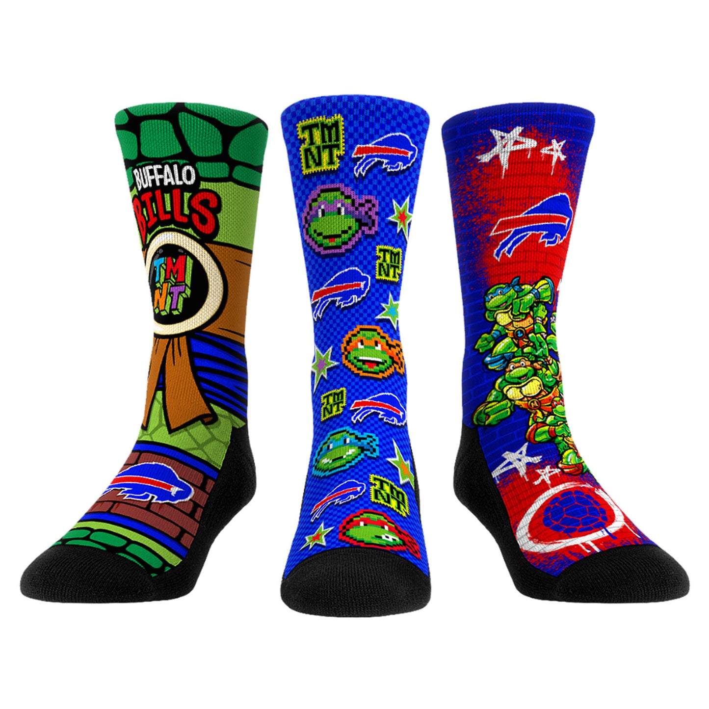 Unisex Rock Em Socks Royal Buffalo Bills TMNT Three-Pack Crew Sock Set