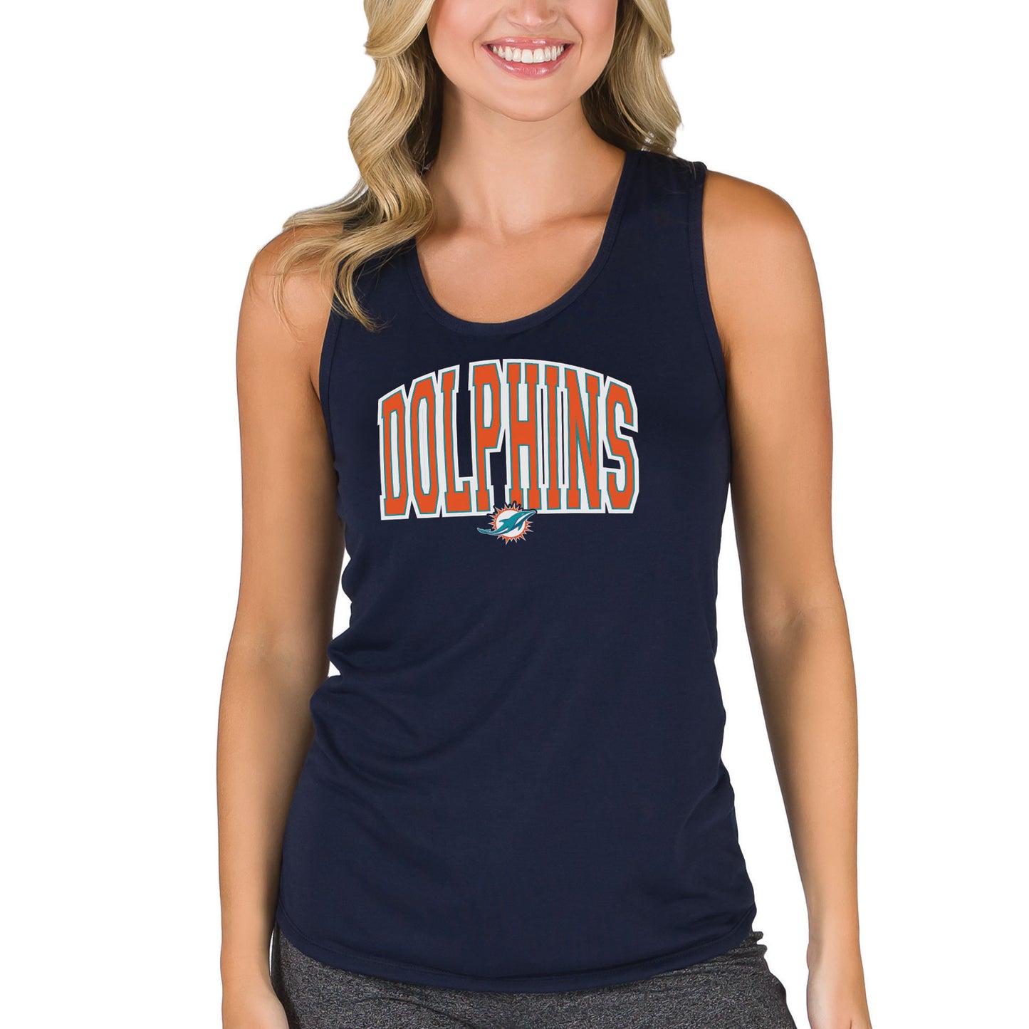 Women's Concepts Sport Navy Miami Dolphins Marathon Racer Back Tank Top