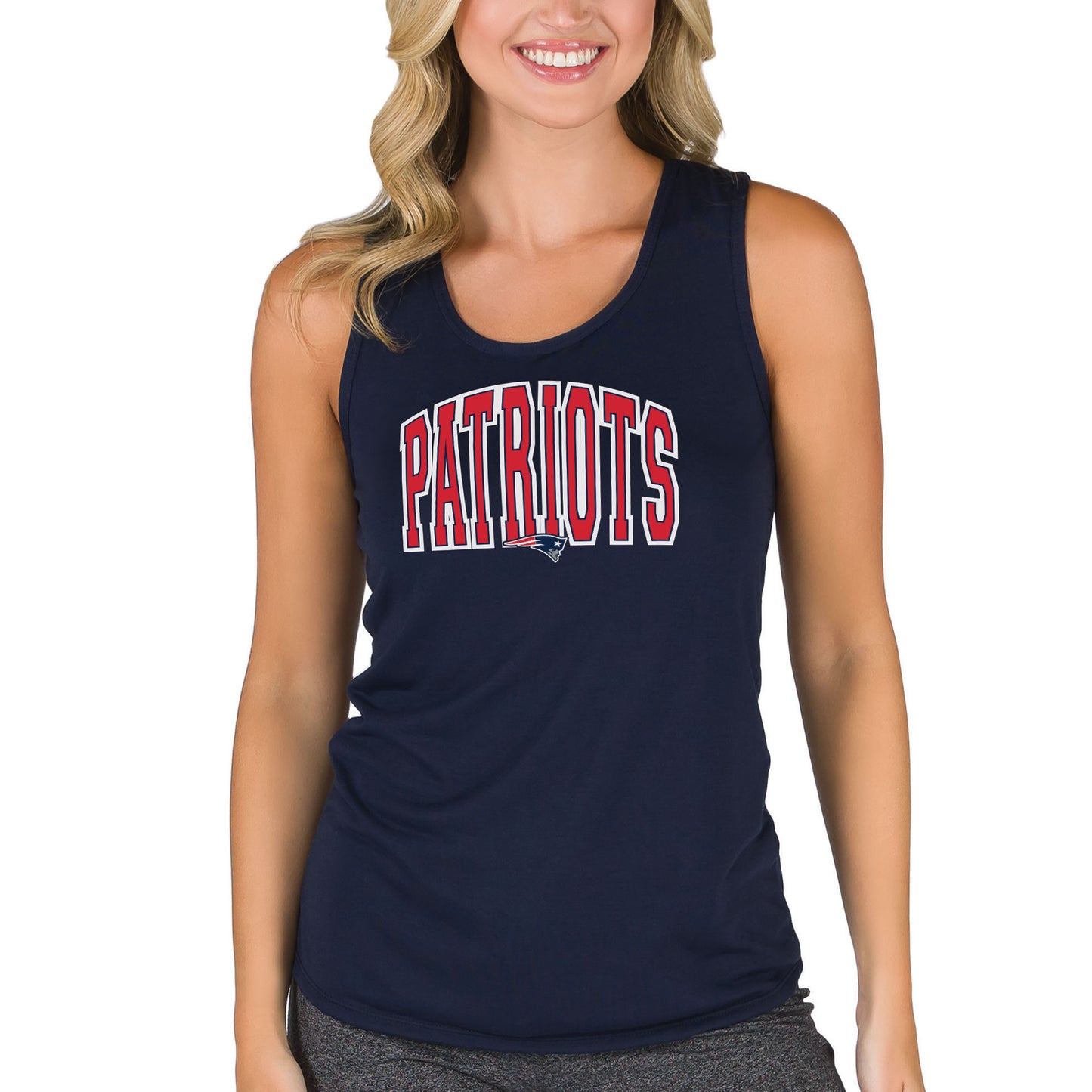 Women's Concepts Sport Navy New England Patriots Marathon Racer Back Tank Top