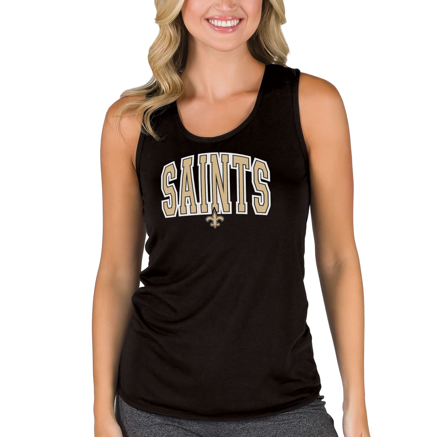 Women's Concepts Sport Black New Orleans Saints Marathon Racer Back Tank Top
