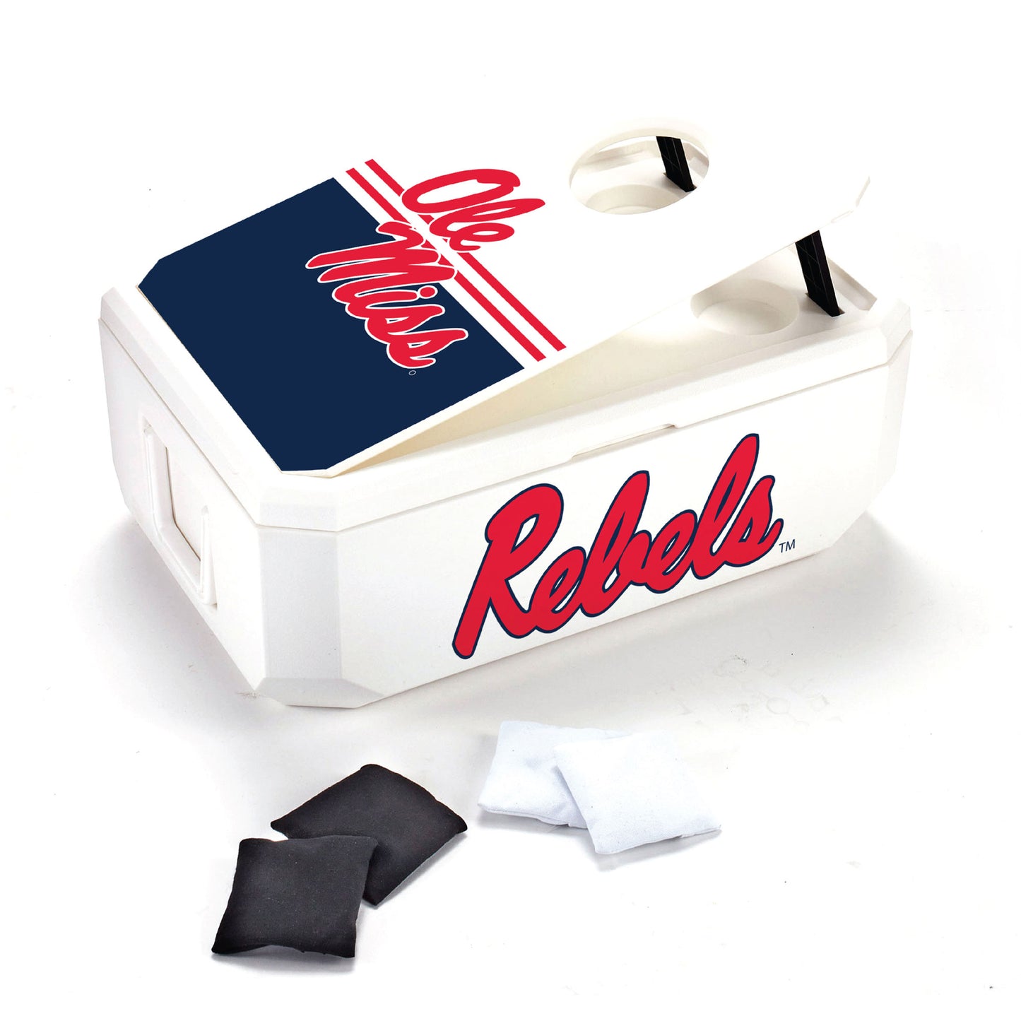 White Ole Miss Rebels 40-Can Cornhole Cooler