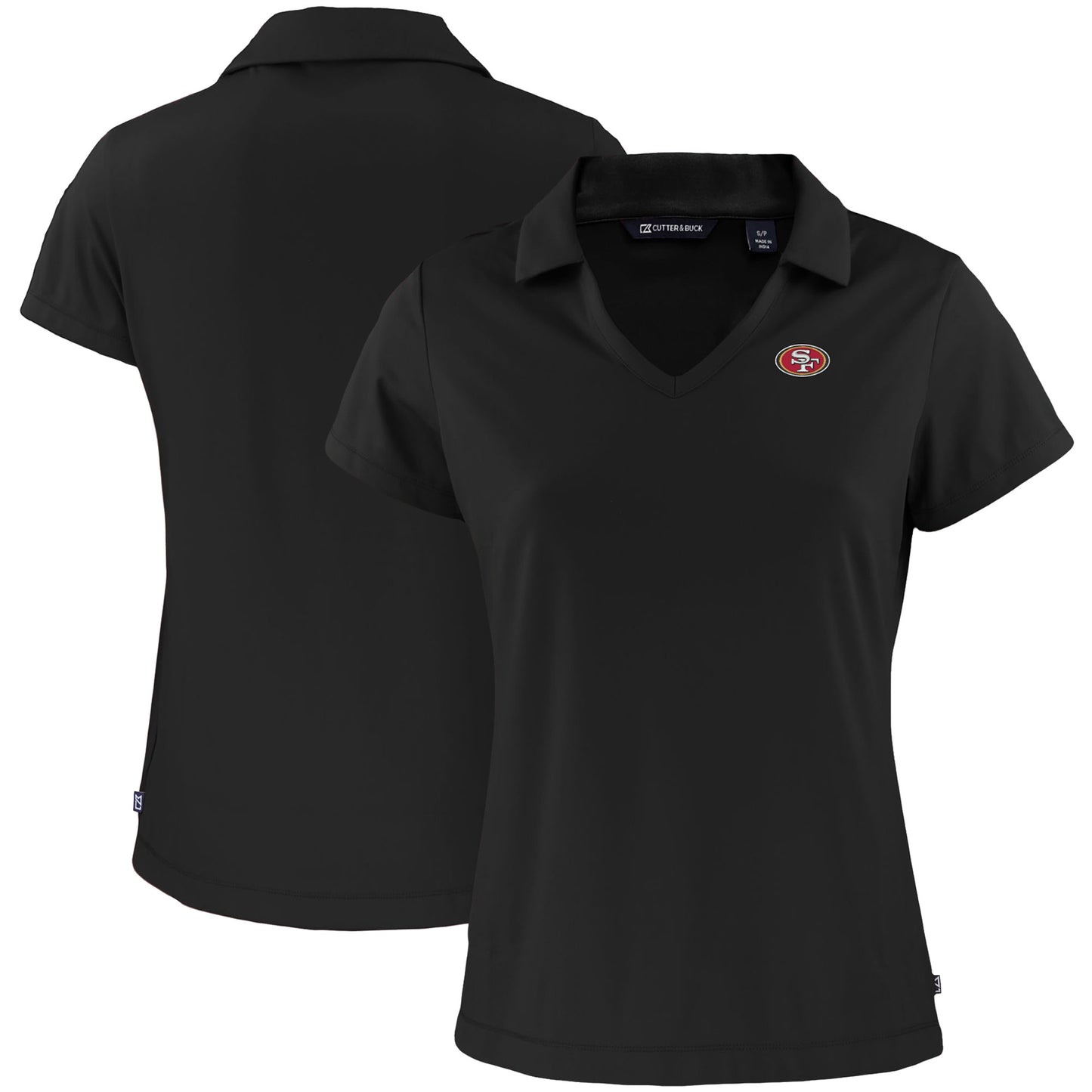 Women's Cutter & Buck Black San Francisco 49ers Primary Mark Daybreak Eco Recycled V-Neck Polo