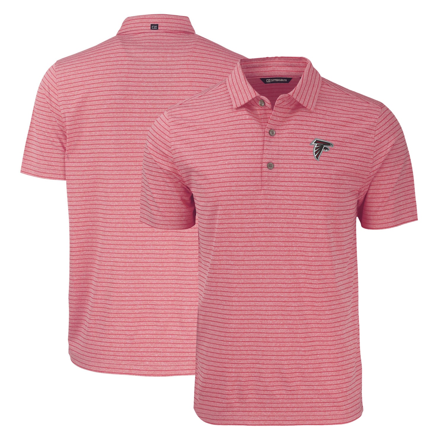 Men's Cutter & Buck Heather Red Atlanta Falcons Big & Tall Forge Eco Heathered Stripe Stretch Recycled Polo