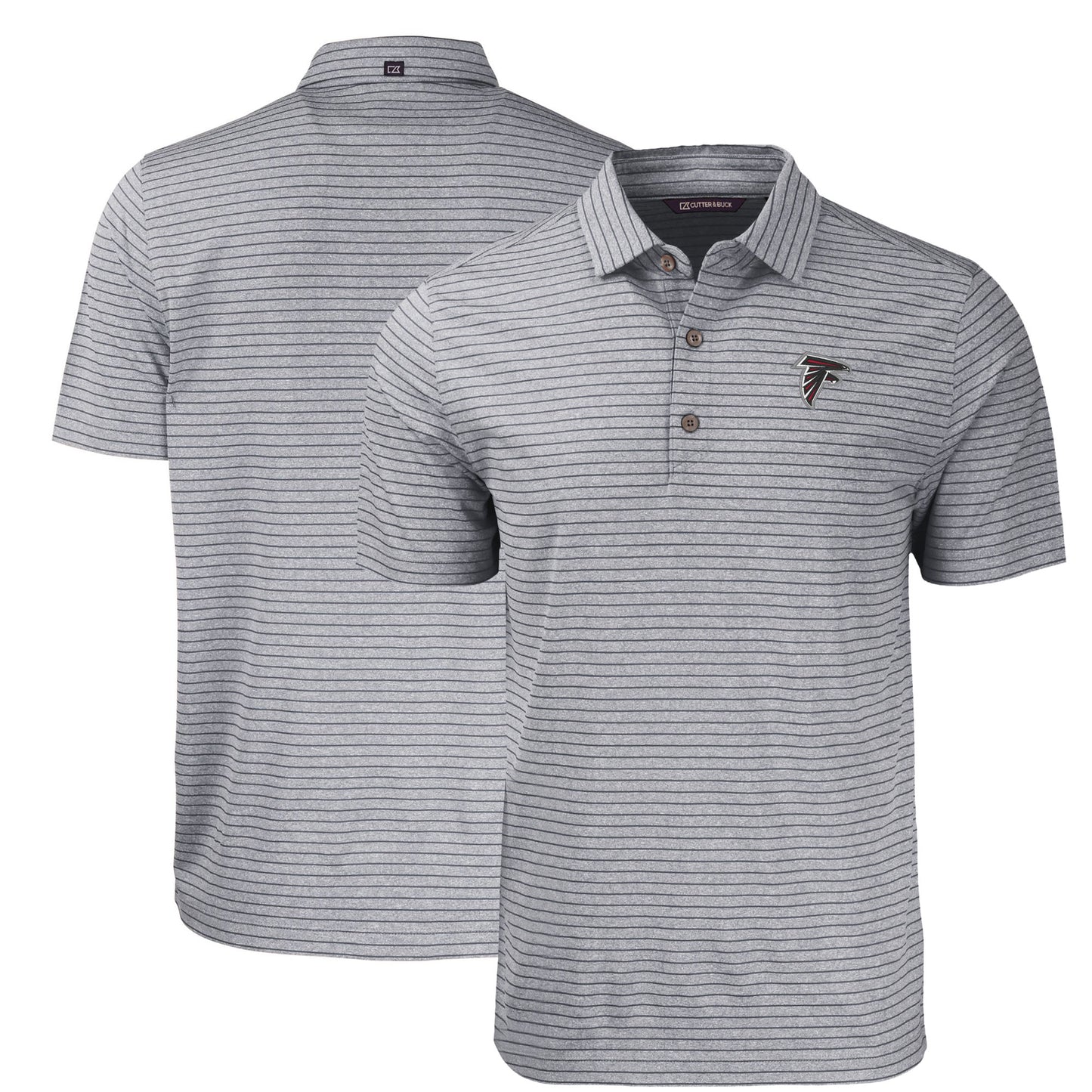 Men's Cutter & Buck Heather Black Atlanta Falcons Big & Tall Forge Eco Heathered Stripe Stretch Recycled Polo