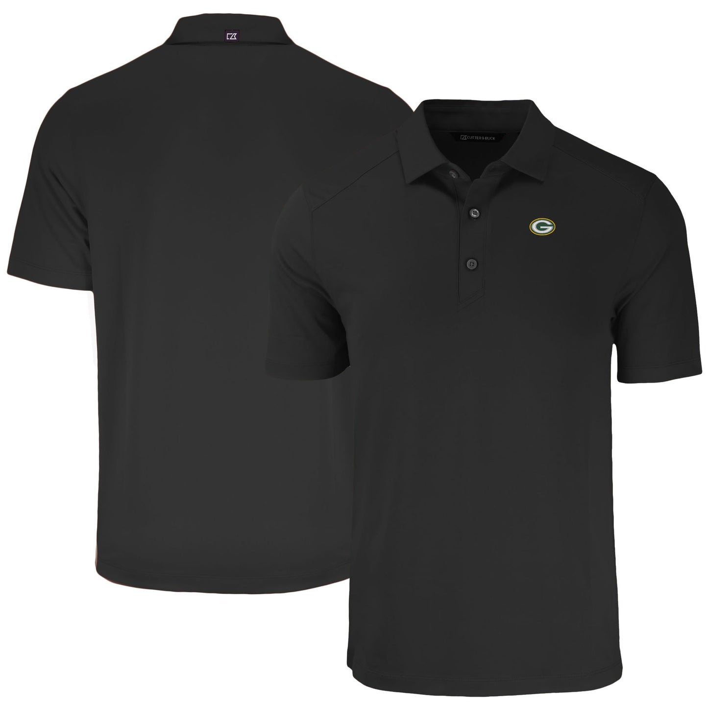 Men's Cutter & Buck Black Green Bay Packers Primary Mark Big & Tall Forge Eco Stretch Recycled Polo