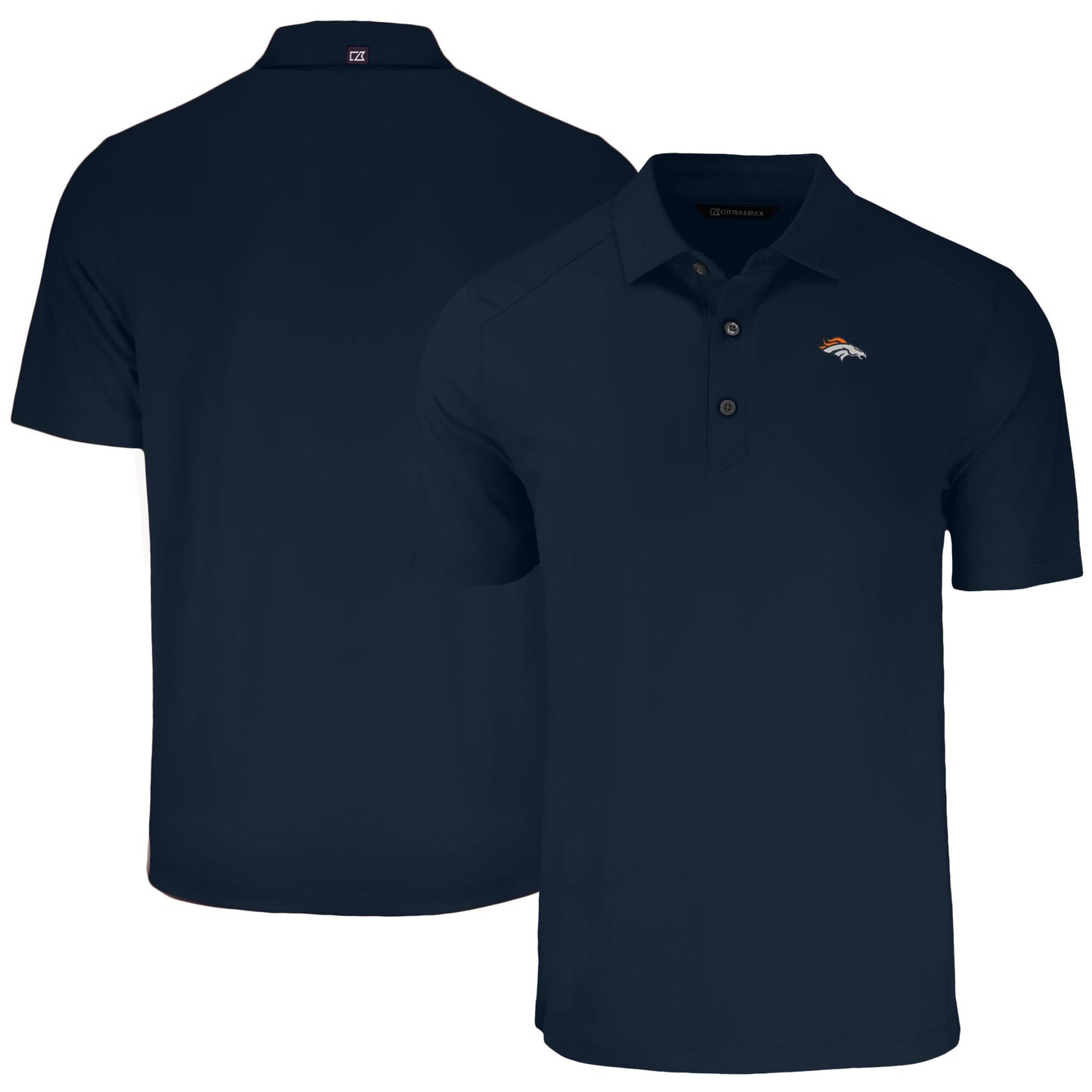 Men's Cutter & Buck Navy Denver Broncos Primary Mark Big & Tall Forge Eco Stretch Recycled Polo