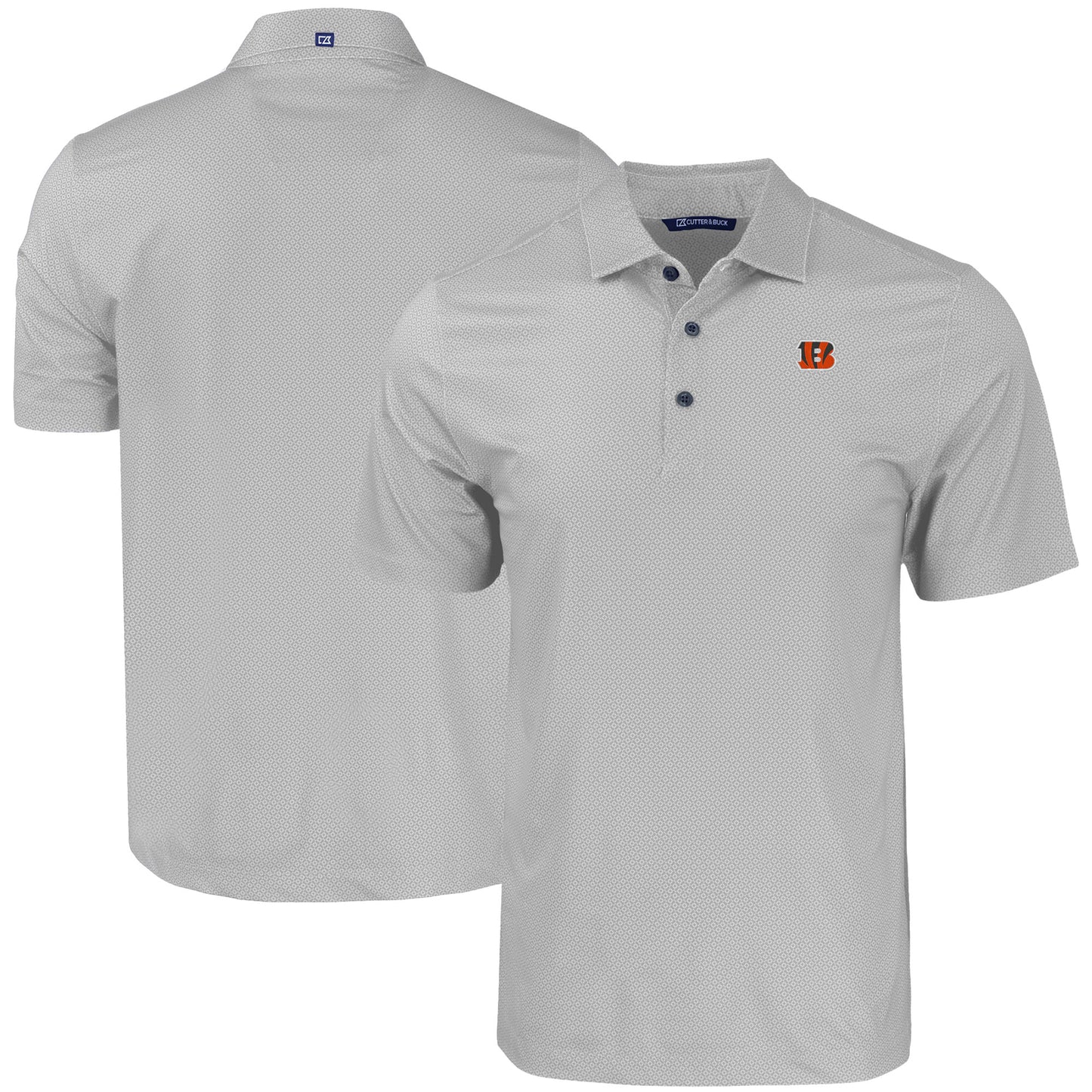 Men's Cutter & Buck Gray Cincinnati Bengals Big & Tall Pike Eco Tonal Geo Print Stretch Recycled Polo