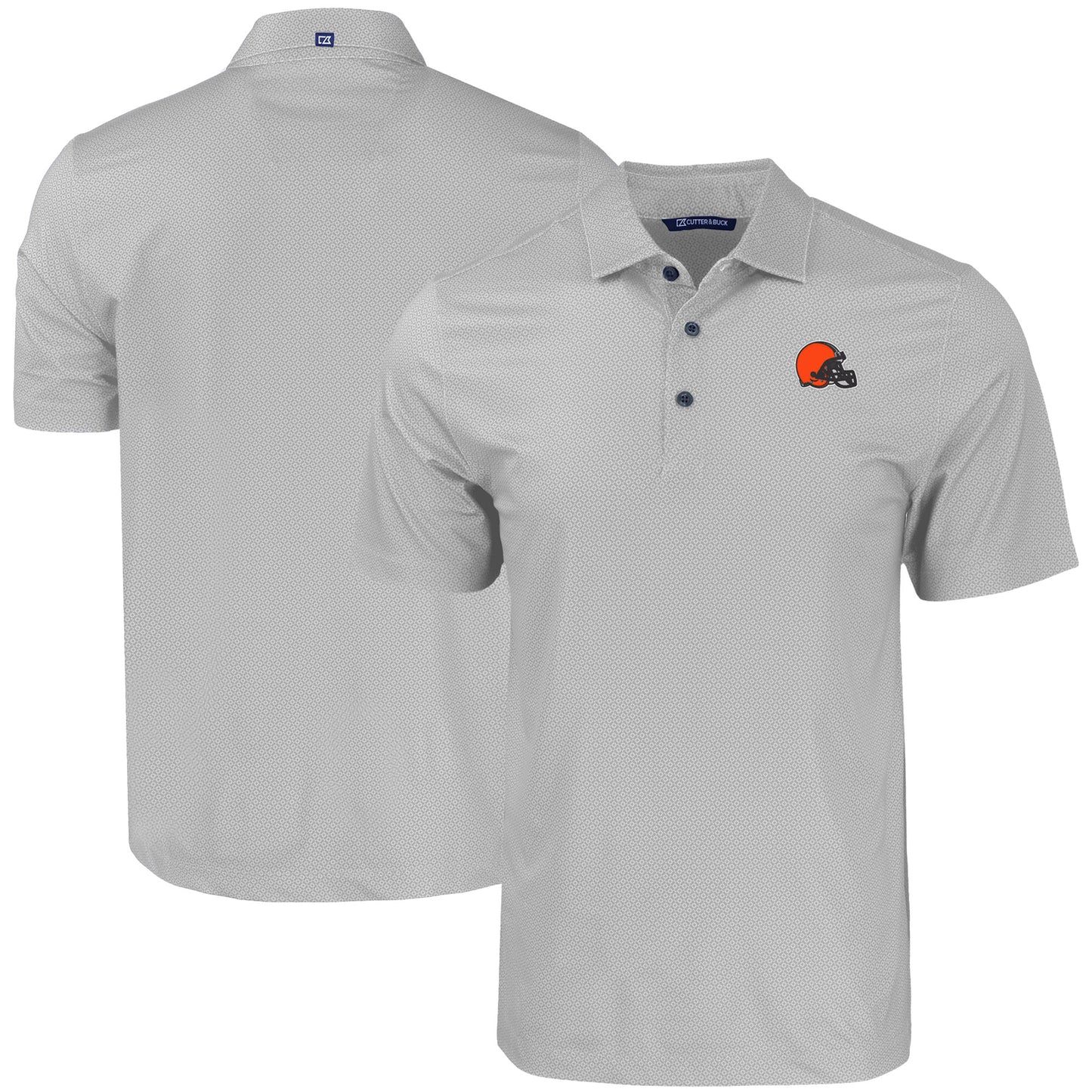 Men's Cutter & Buck Gray Cleveland Browns Big & Tall Pike Eco Tonal Geo Print Stretch Recycled Polo