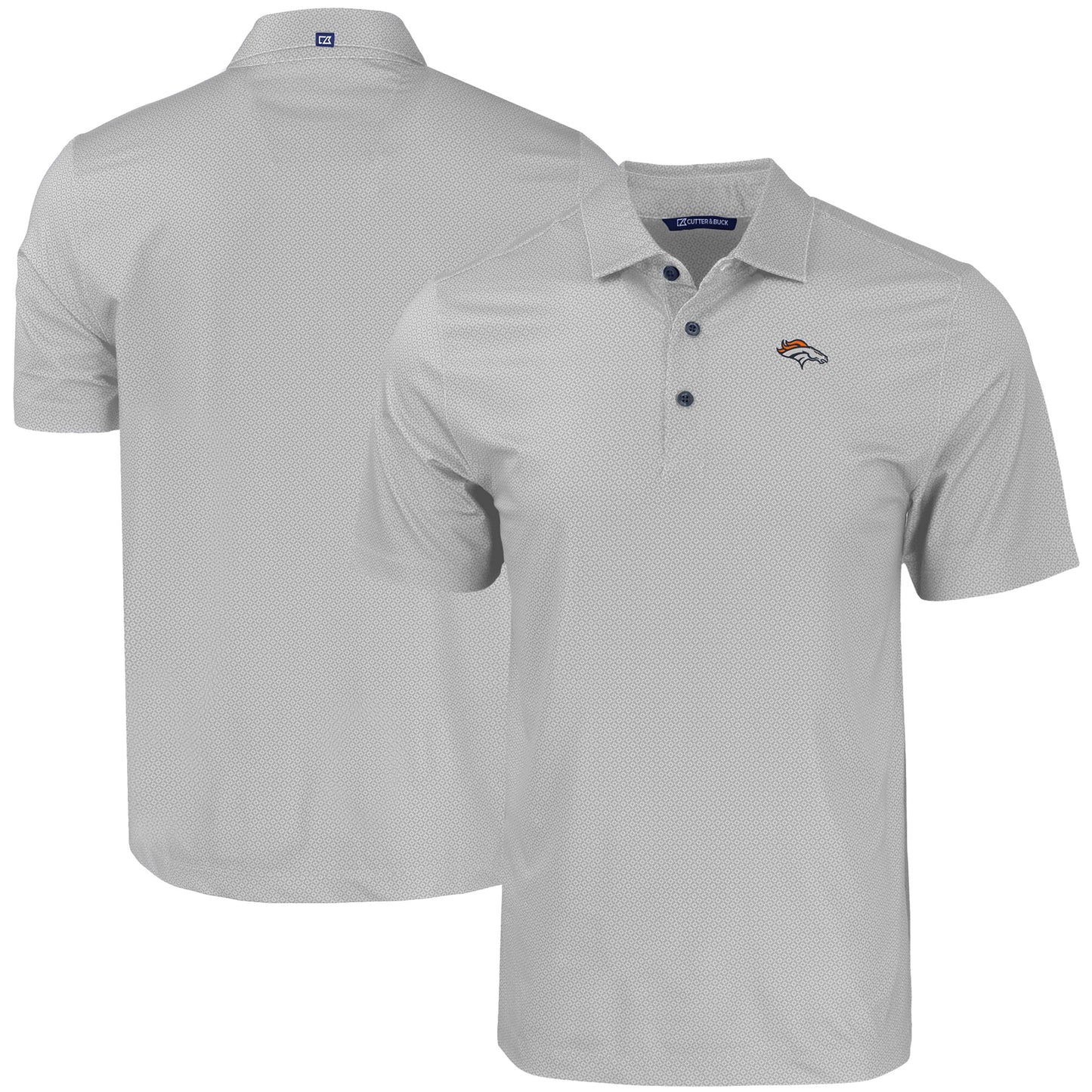 Men's Cutter & Buck Gray Denver Broncos Big & Tall Pike Eco Tonal Geo Print Stretch Recycled Polo