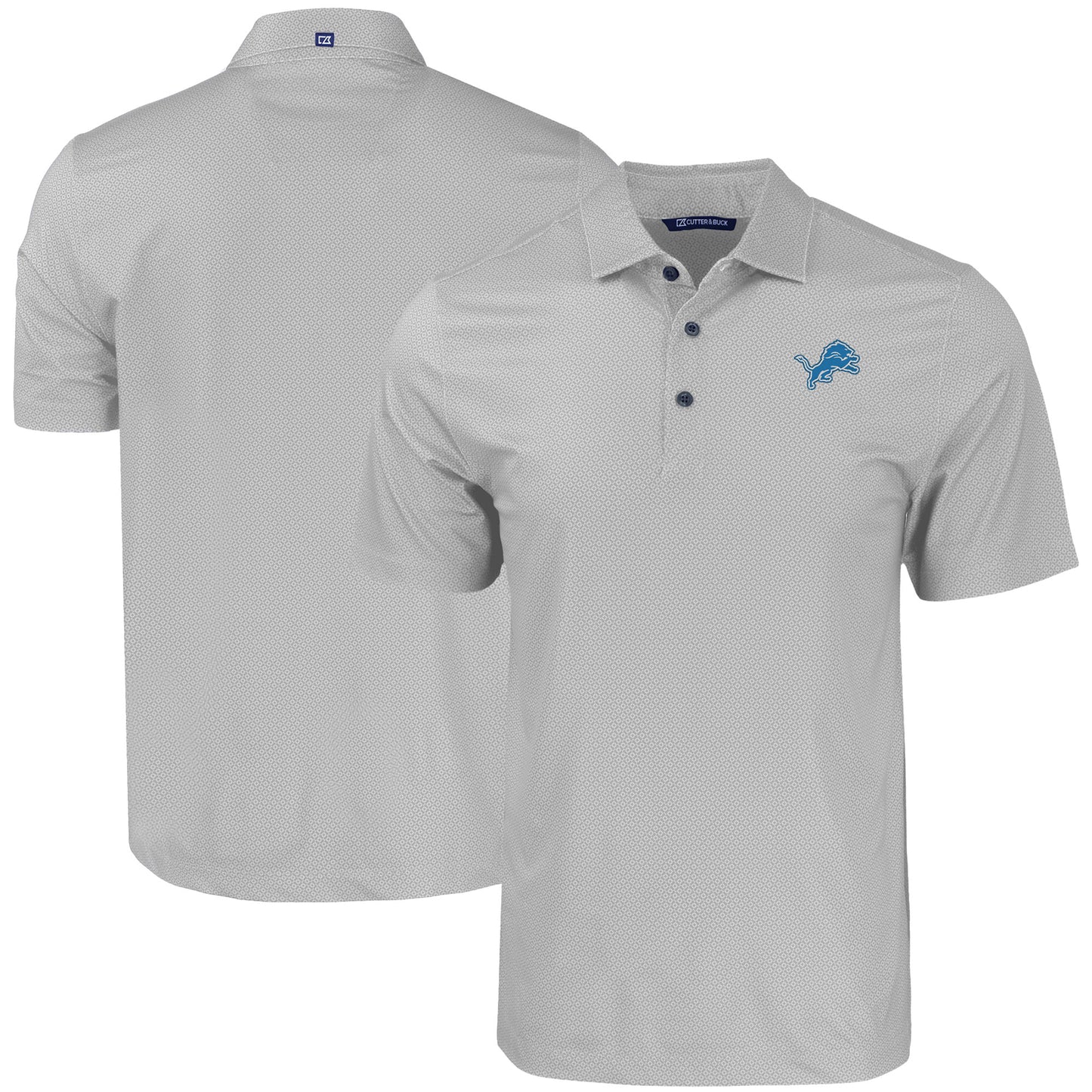 Men's Cutter & Buck Gray Detroit Lions Big & Tall Pike Eco Tonal Geo Print Stretch Recycled Polo