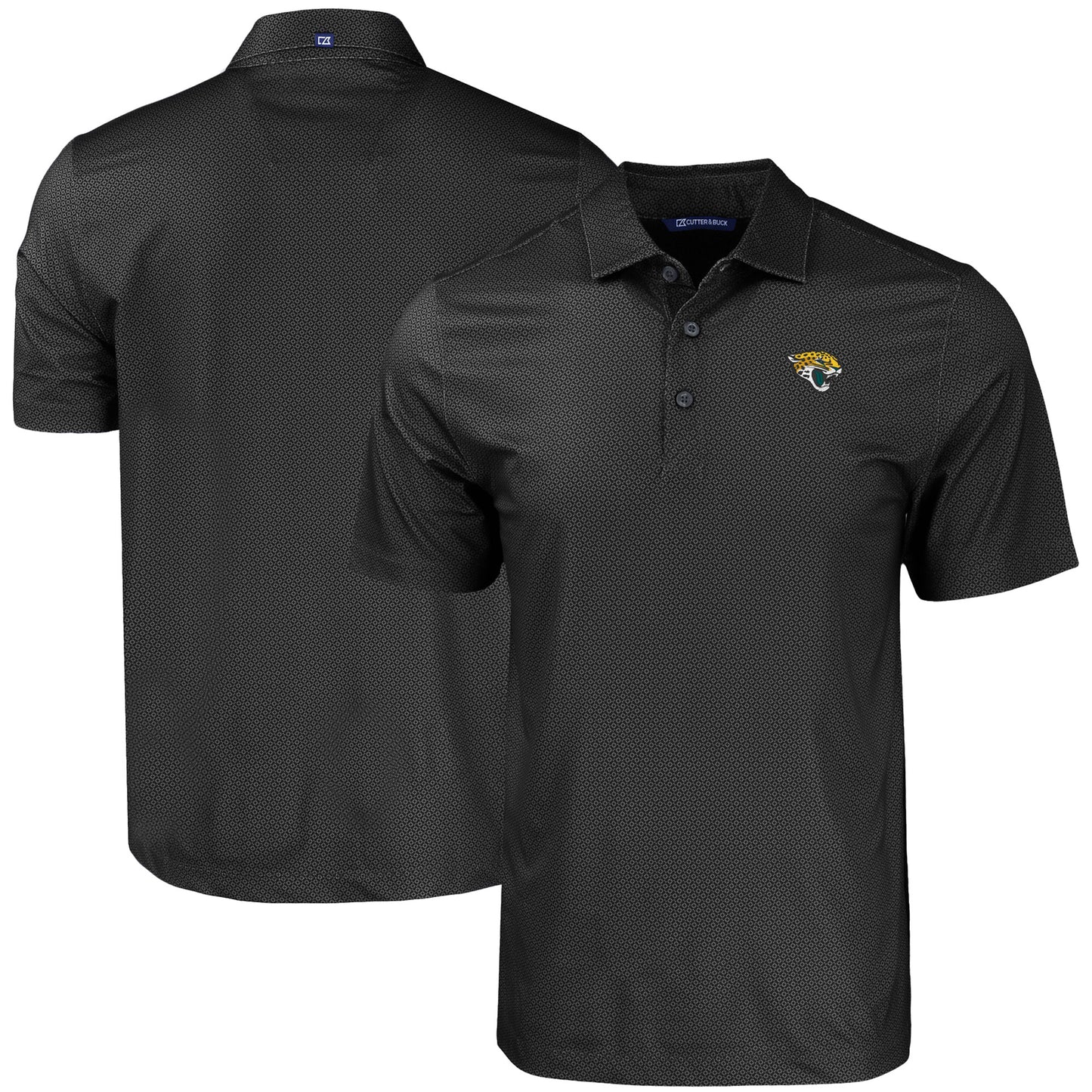 Men's Cutter & Buck Black Jacksonville Jaguars Big & Tall Pike Eco Tonal Geo Print Stretch Recycled Polo