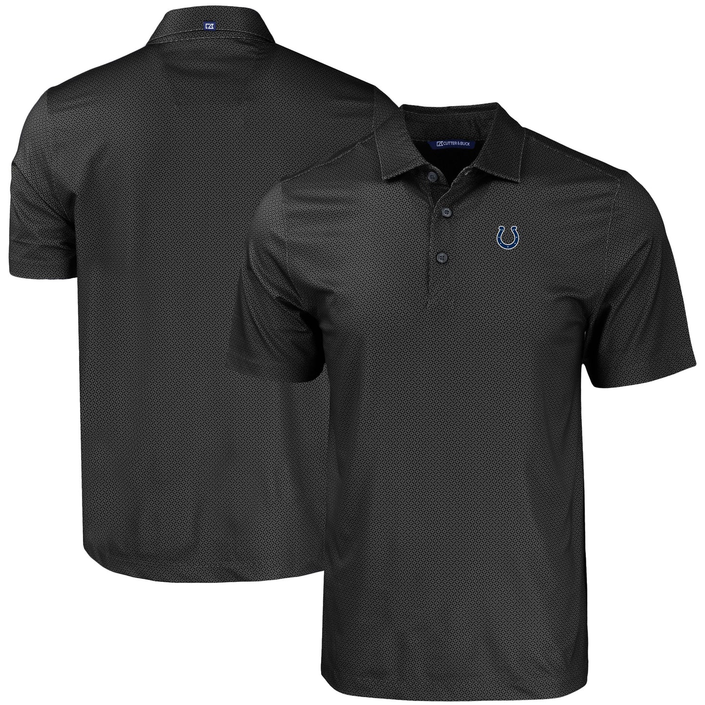 Men's Cutter & Buck Black Indianapolis Colts Big & Tall Pike Eco Tonal Geo Print Stretch Recycled Polo