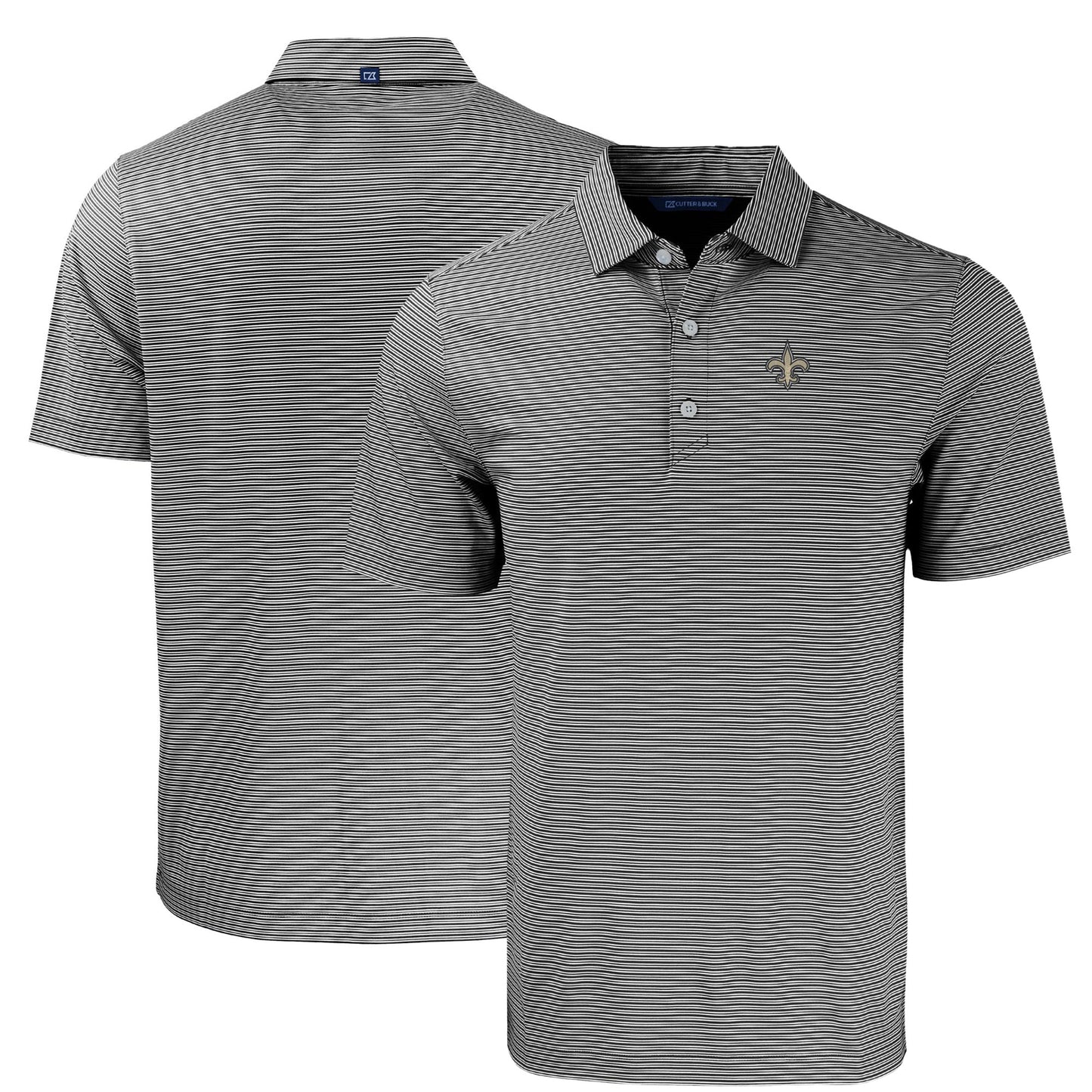 Men's Cutter & Buck Black/White New Orleans Saints Big & Tall Forge Eco Double Stripe Stretch Recycled Polo
