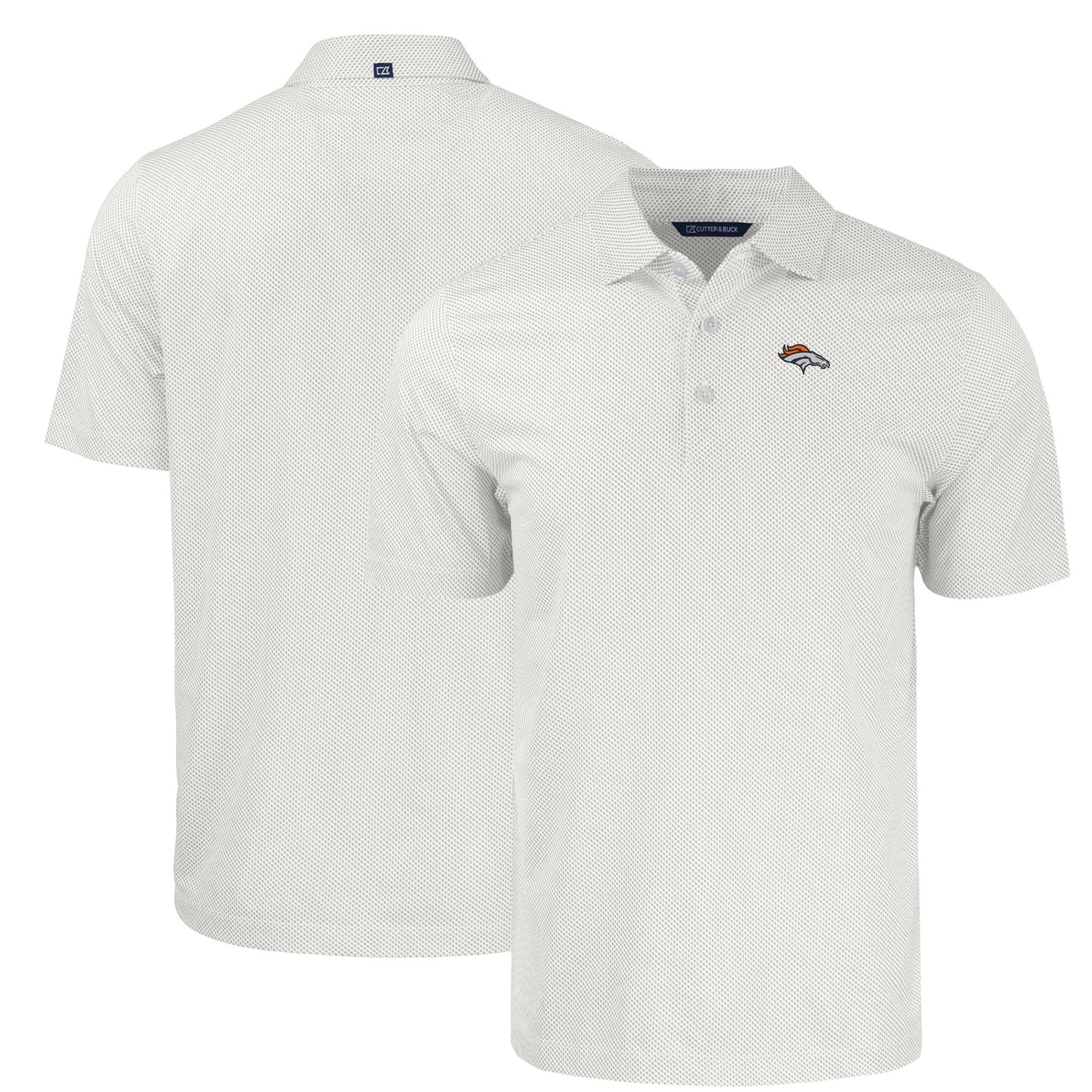 Men's Cutter & Buck White Denver Broncos Big & Tall Pike Eco Symmetry Print Stretch Recycled Polo
