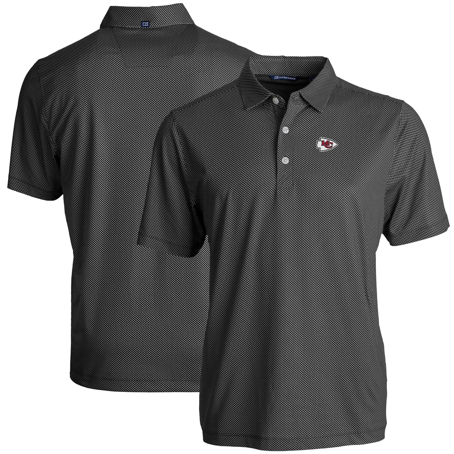 Men's Cutter & Buck Black Kansas City Chiefs Big & Tall Pike Eco Symmetry Print Stretch Recycled Polo