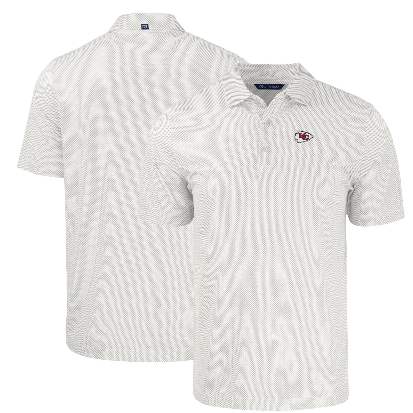 Men's Cutter & Buck White Kansas City Chiefs Big & Tall Pike Eco Symmetry Print Stretch Recycled Polo