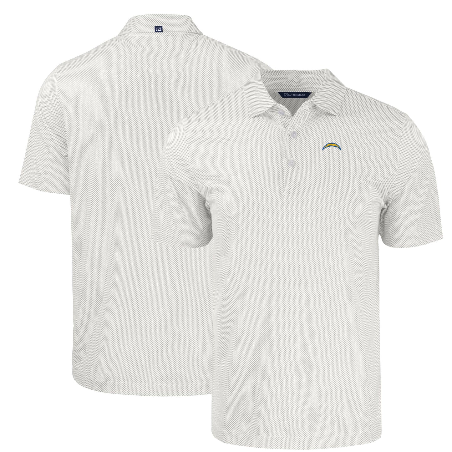 Men's Cutter & Buck White Los Angeles Chargers Big & Tall Pike Eco Symmetry Print Stretch Recycled Polo