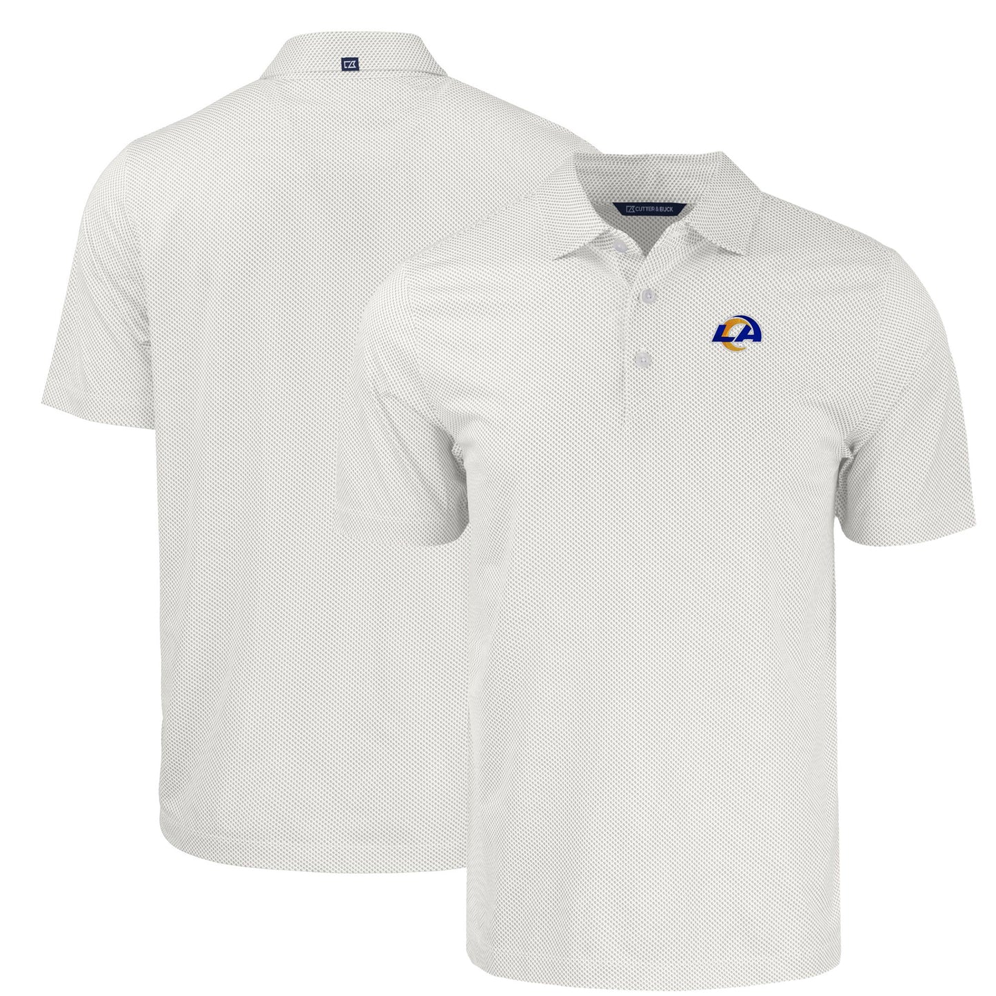 Men's Cutter & Buck White Los Angeles Rams Big & Tall Pike Eco Symmetry Print Stretch Recycled Polo