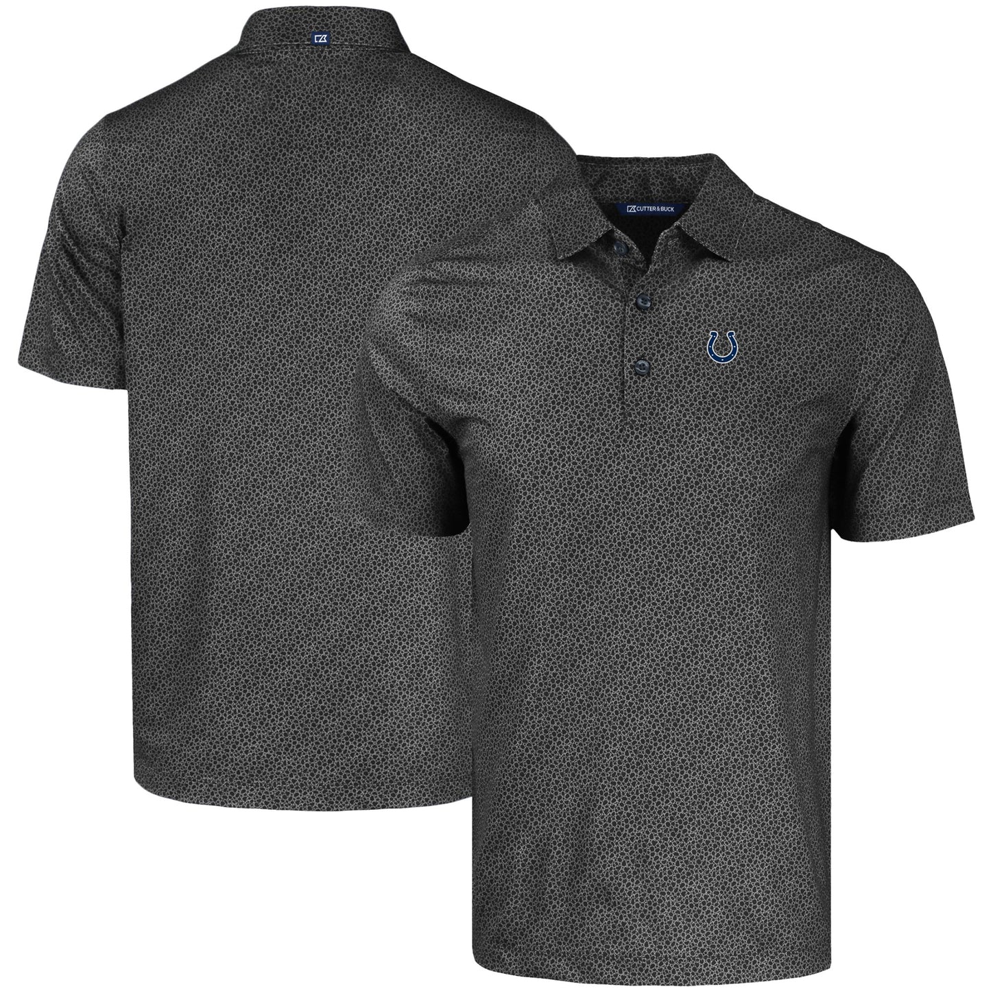 Men's Cutter & Buck Black Indianapolis Colts Pike Eco Pebble Print Stretch Recycled Polo