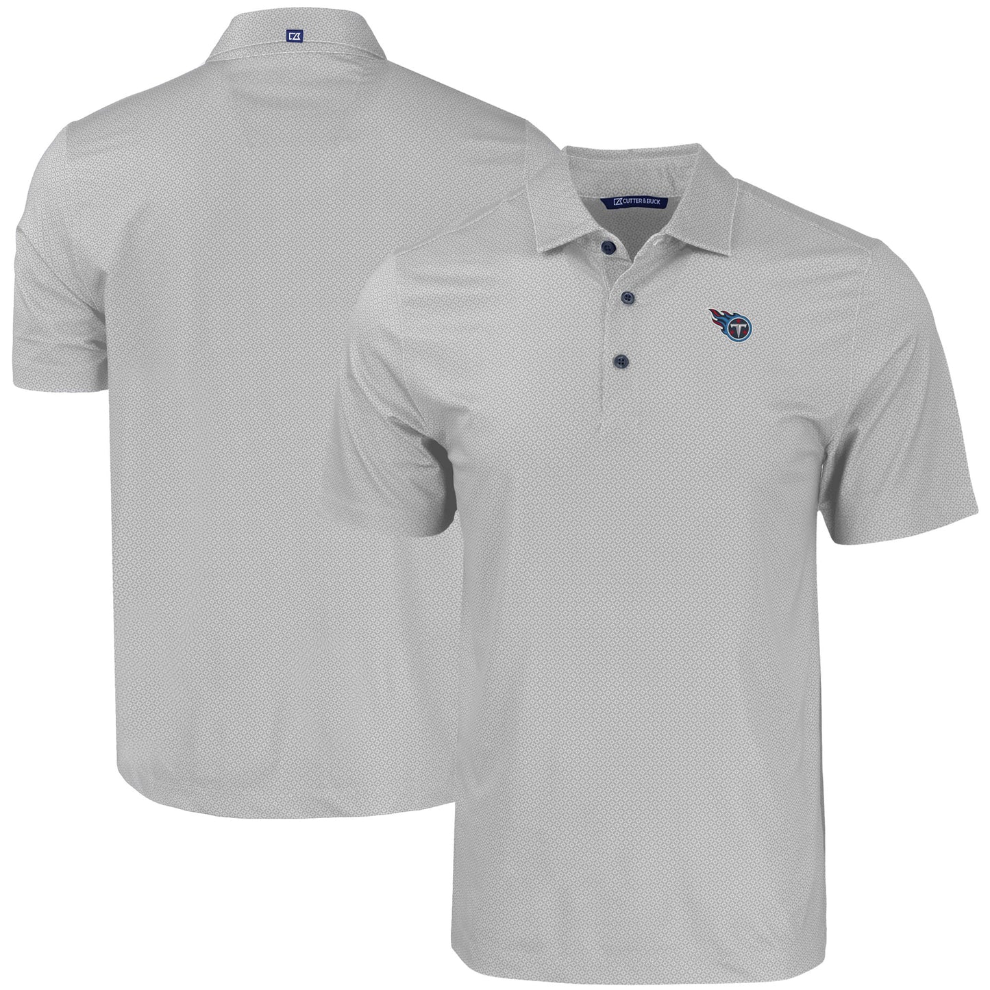 Men's Cutter & Buck Gray Tennessee Titans Pike Eco Tonal Geo Print Stretch Recycled Polo