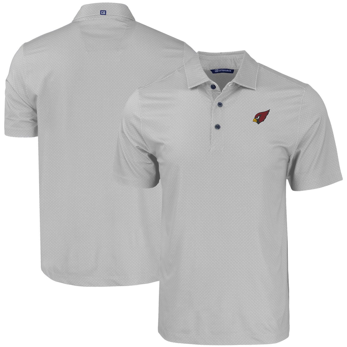 Men's Cutter & Buck Gray Arizona Cardinals Pike Eco Tonal Geo Print Stretch Recycled Polo
