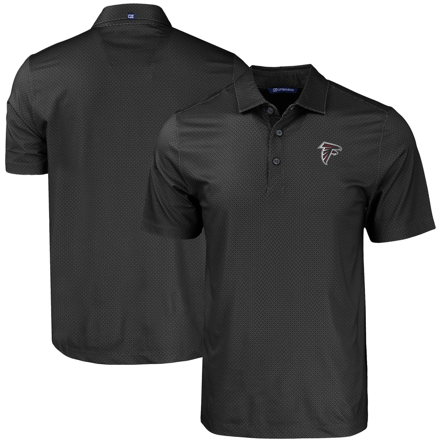 Men's Cutter & Buck Black Atlanta Falcons Pike Eco Tonal Geo Print Stretch Recycled Polo