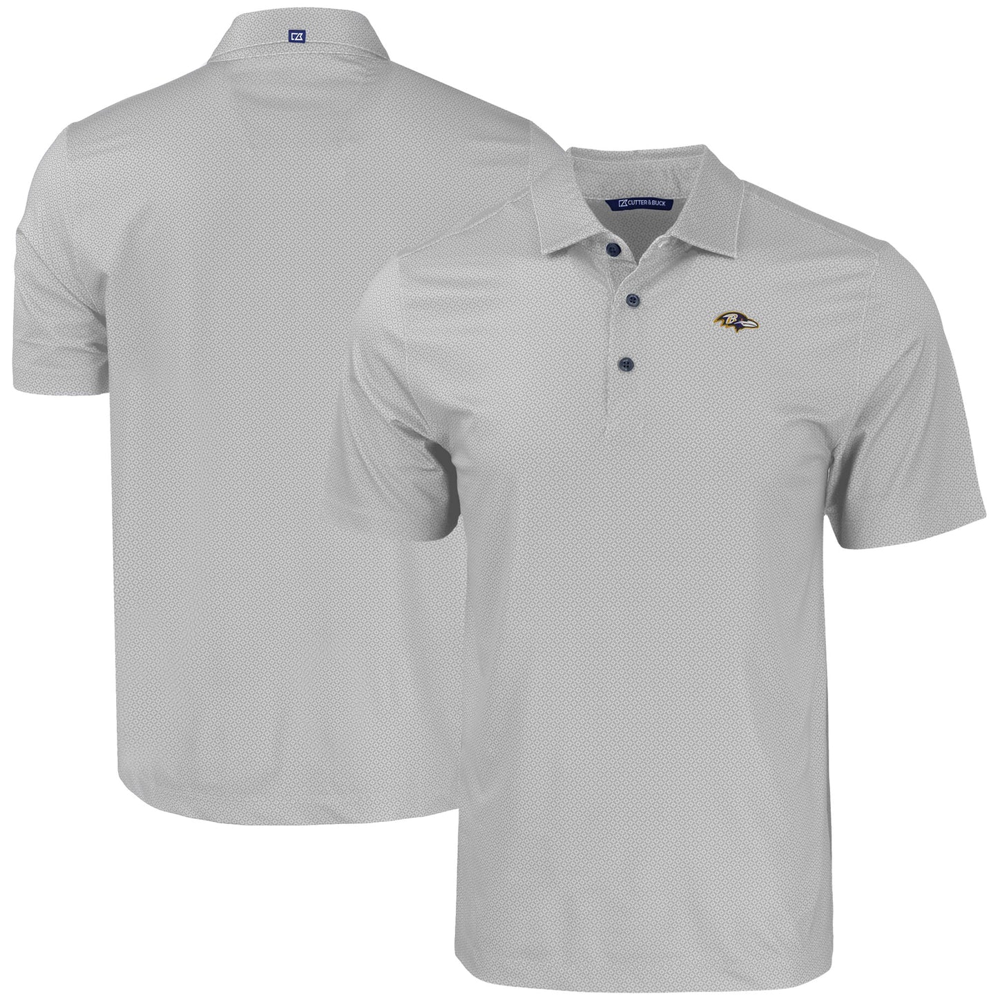 Men's Cutter & Buck Gray Baltimore Ravens Pike Eco Tonal Geo Print Stretch Recycled Polo