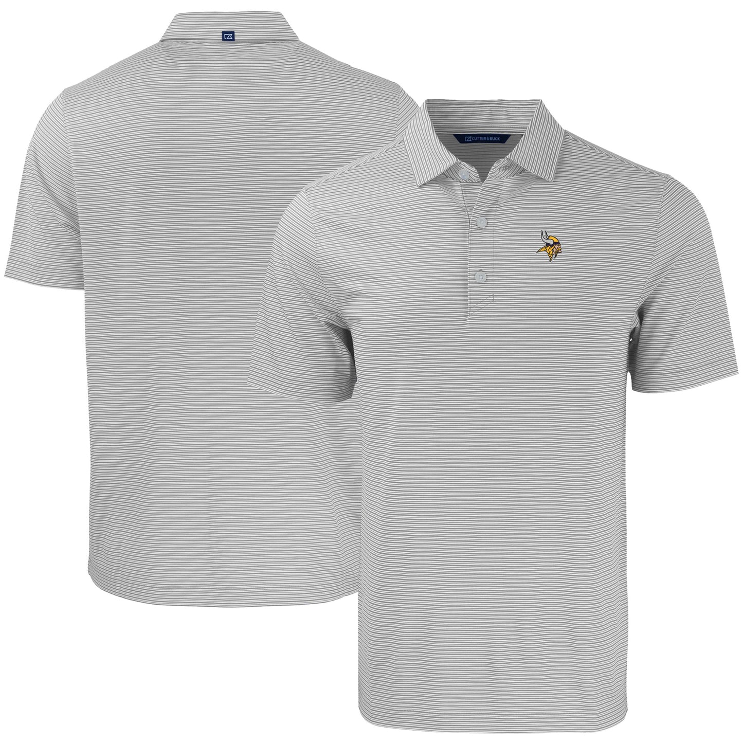 Men's Cutter & Buck Gray/White Minnesota Vikings Forge Eco Double Stripe Stretch Recycled Polo