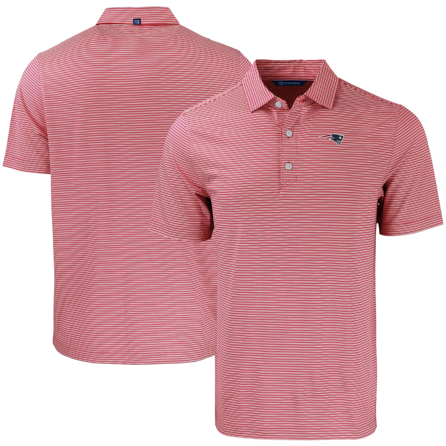 Men's Cutter & Buck White/Red New England Patriots Forge Eco Double Stripe Stretch Recycled Polo