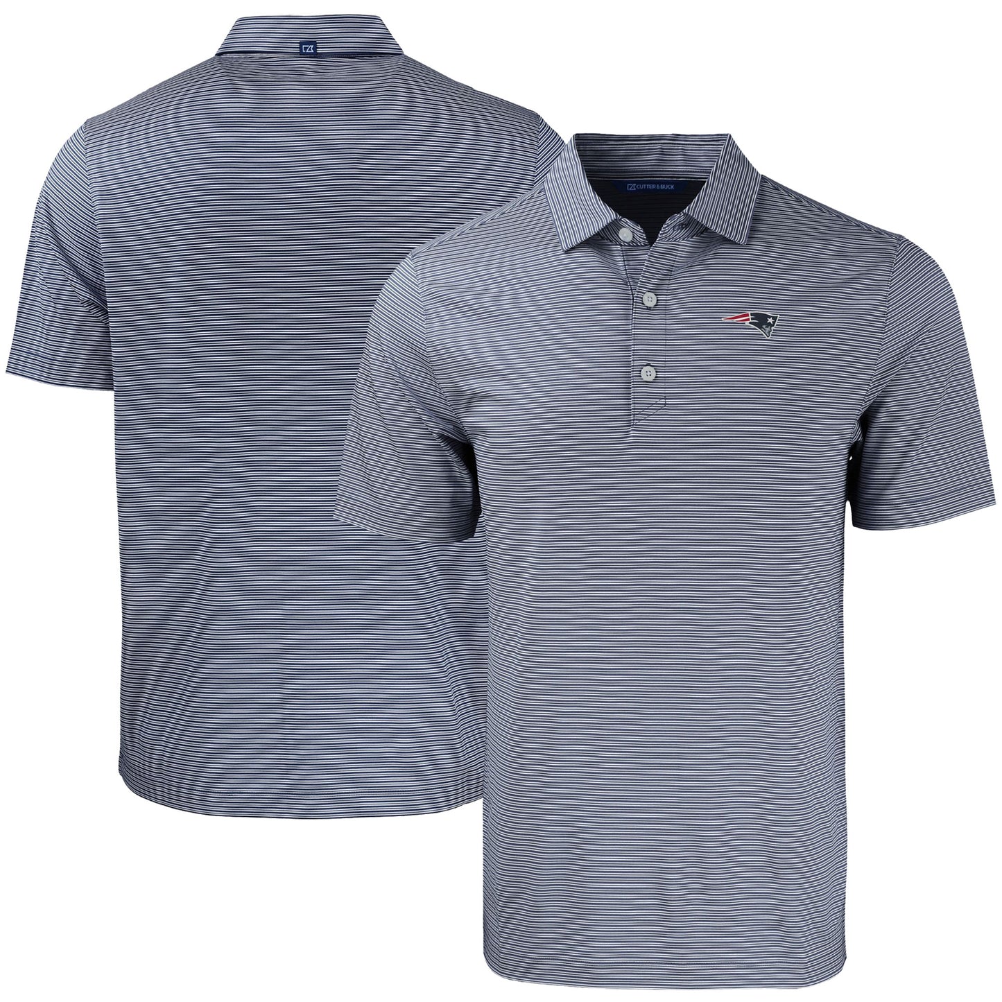 Men's Cutter & Buck Navy/White New England Patriots Forge Eco Double Stripe Stretch Recycled Polo