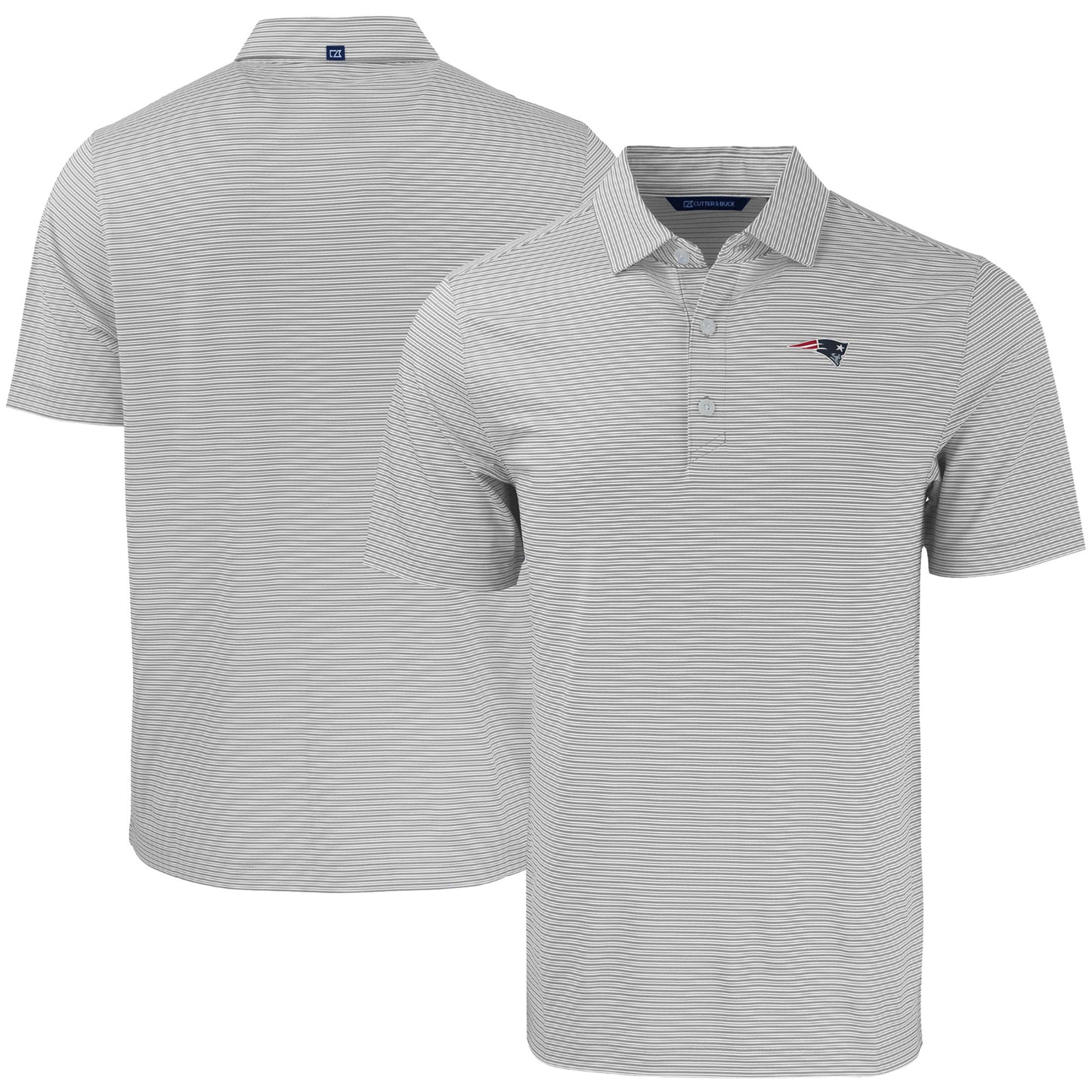 Men's Cutter & Buck Gray/White New England Patriots Forge Eco Double Stripe Stretch Recycled Polo
