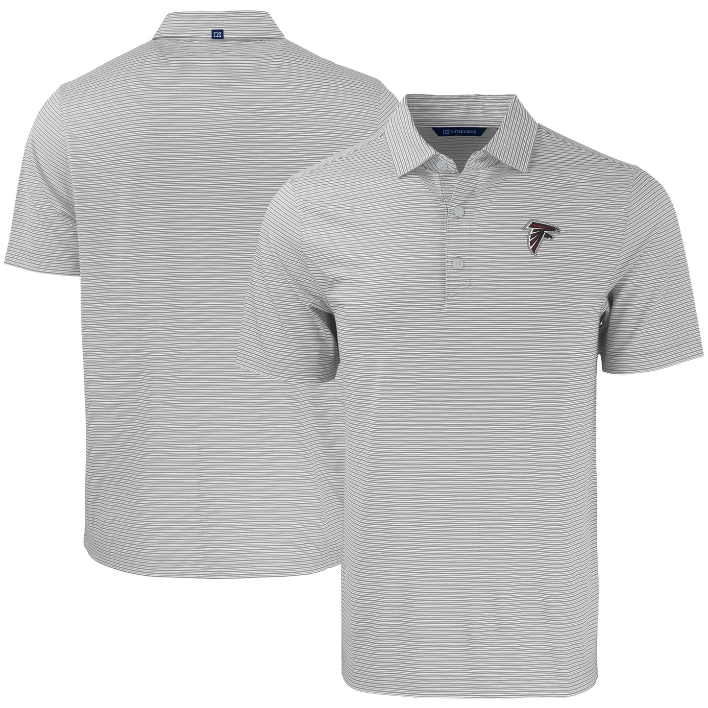 Men's Cutter & Buck Gray/White Atlanta Falcons Forge Eco Double Stripe Stretch Recycled Polo