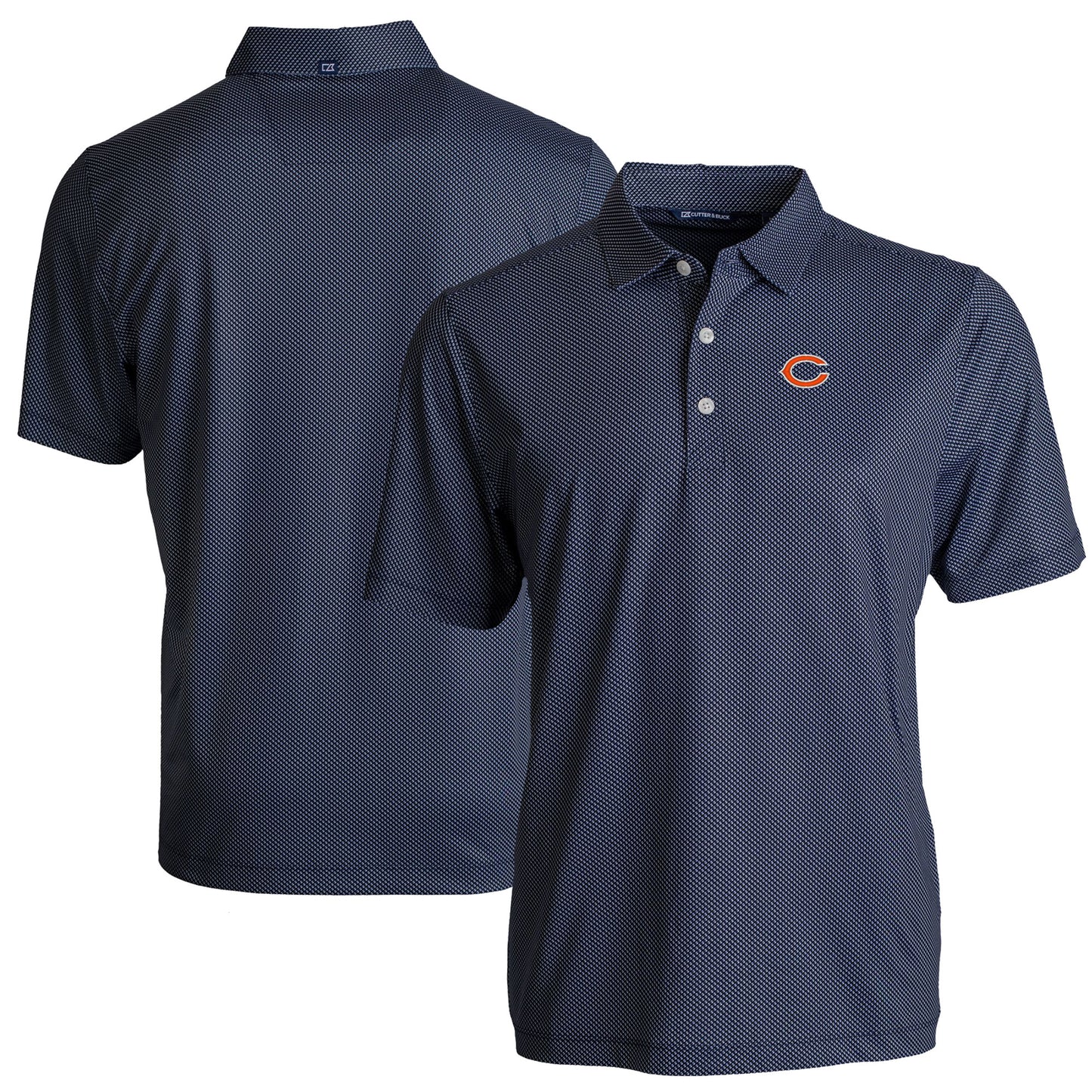 Men's Cutter & Buck Navy Chicago Bears Pike Eco Symmetry Print Stretch Recycled Polo